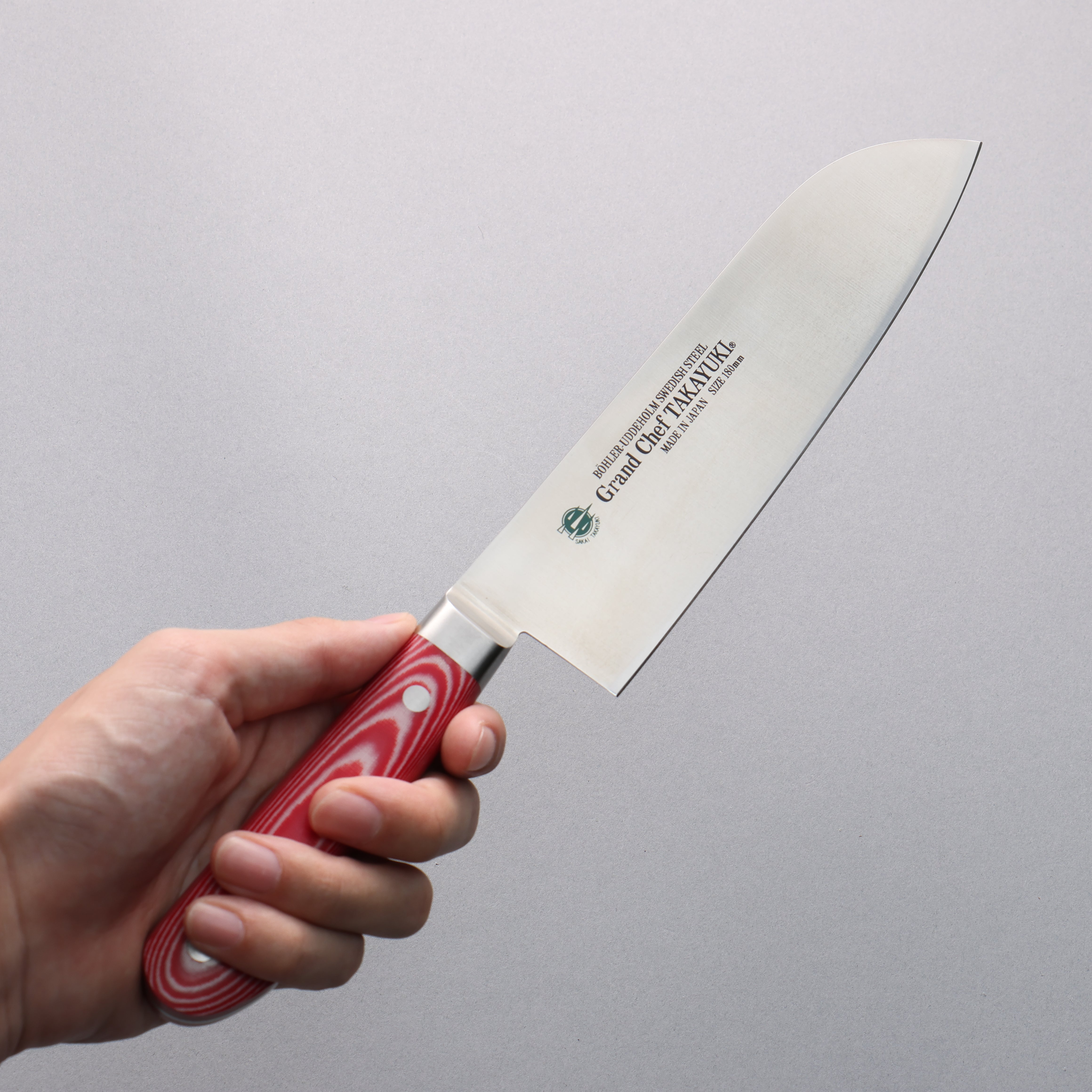 堺 孝行 大廚系列 大廚系列 瑞典鋼 三德刀 180mm 紅米卡塔(樹脂複合材料) 握把 - 清助刃物