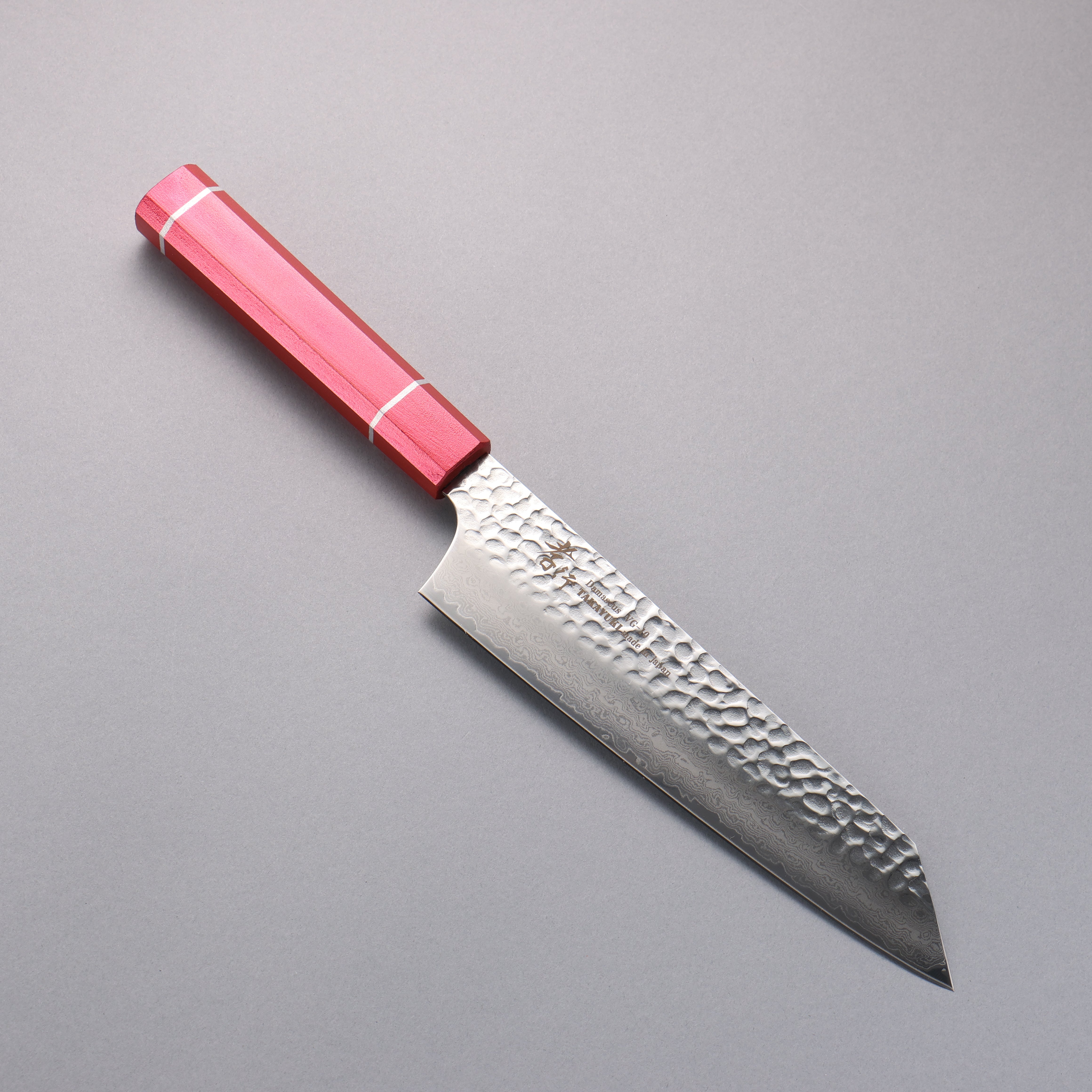 堺 孝行 VG10 33層大馬士革紋 劍型牛刀 190mm 櫟木漆塗(皇赤) 握把 - 清助刃物