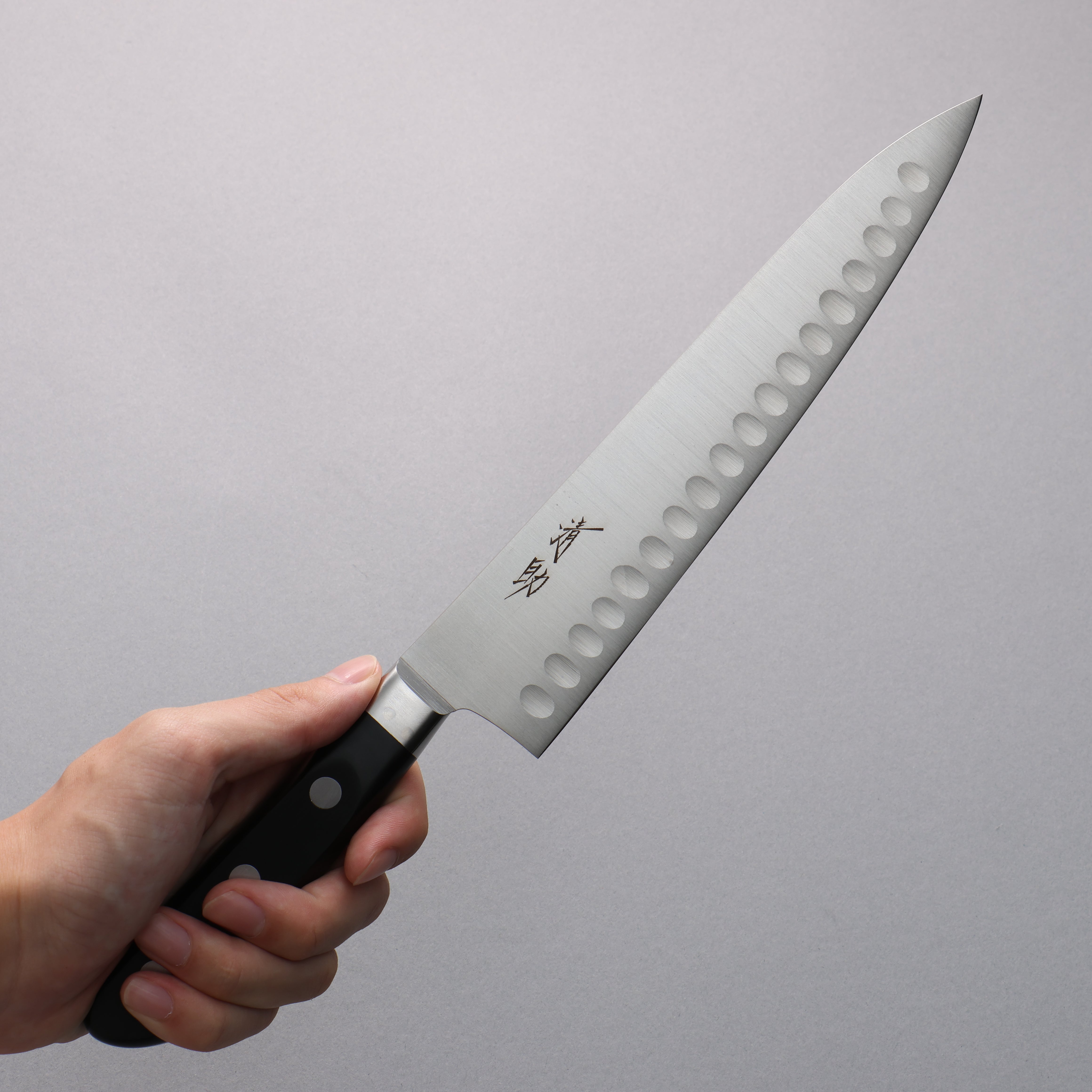 清助 瑞典鋼 牛刀鮭魚刀型 210mm 黑合成木 握把 - 清助刃物