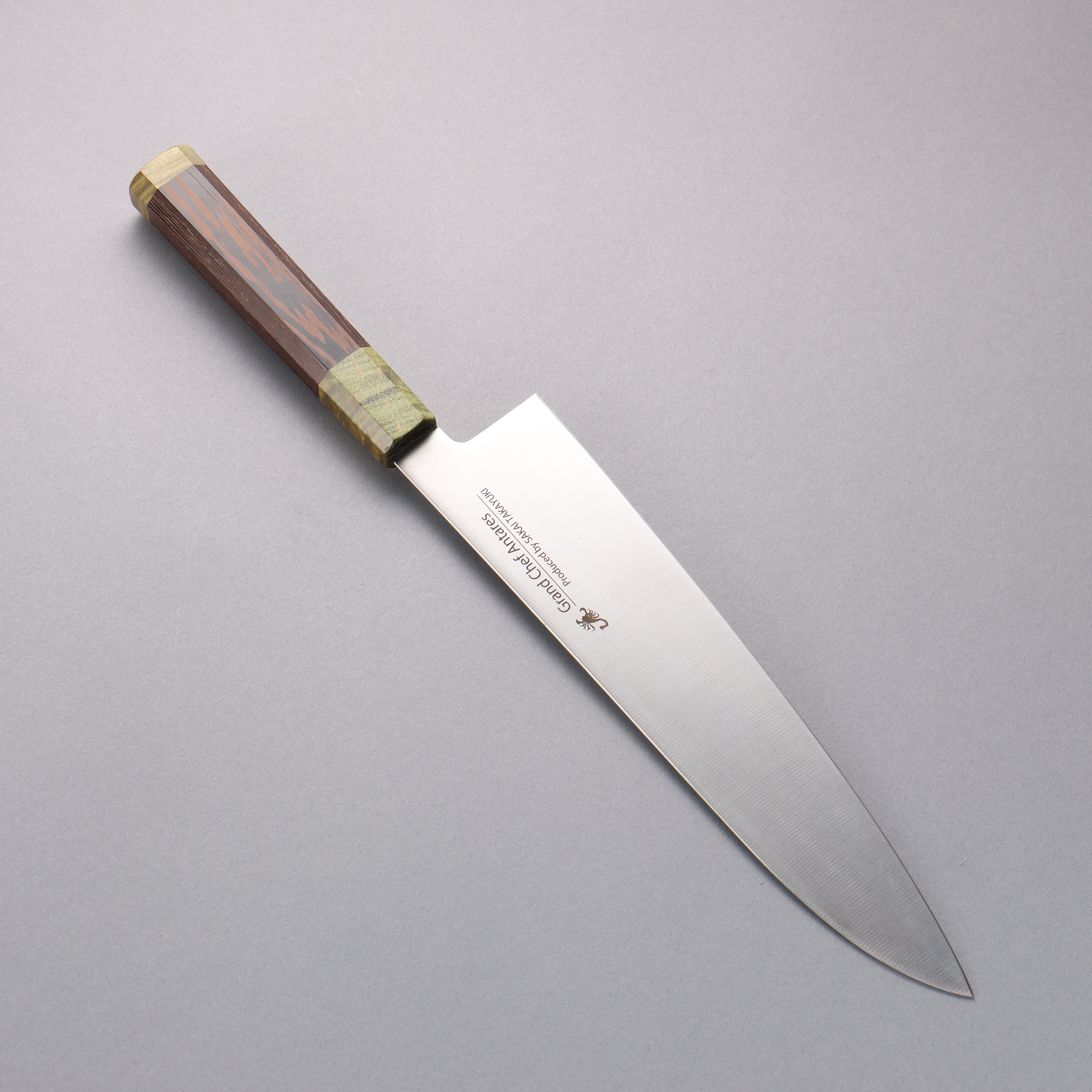 堺 孝行 Antares 翠玉 瑞典鋼 牛刀 240mm 雞翅木(兩側綠口輪) 握把 - 清助刃物