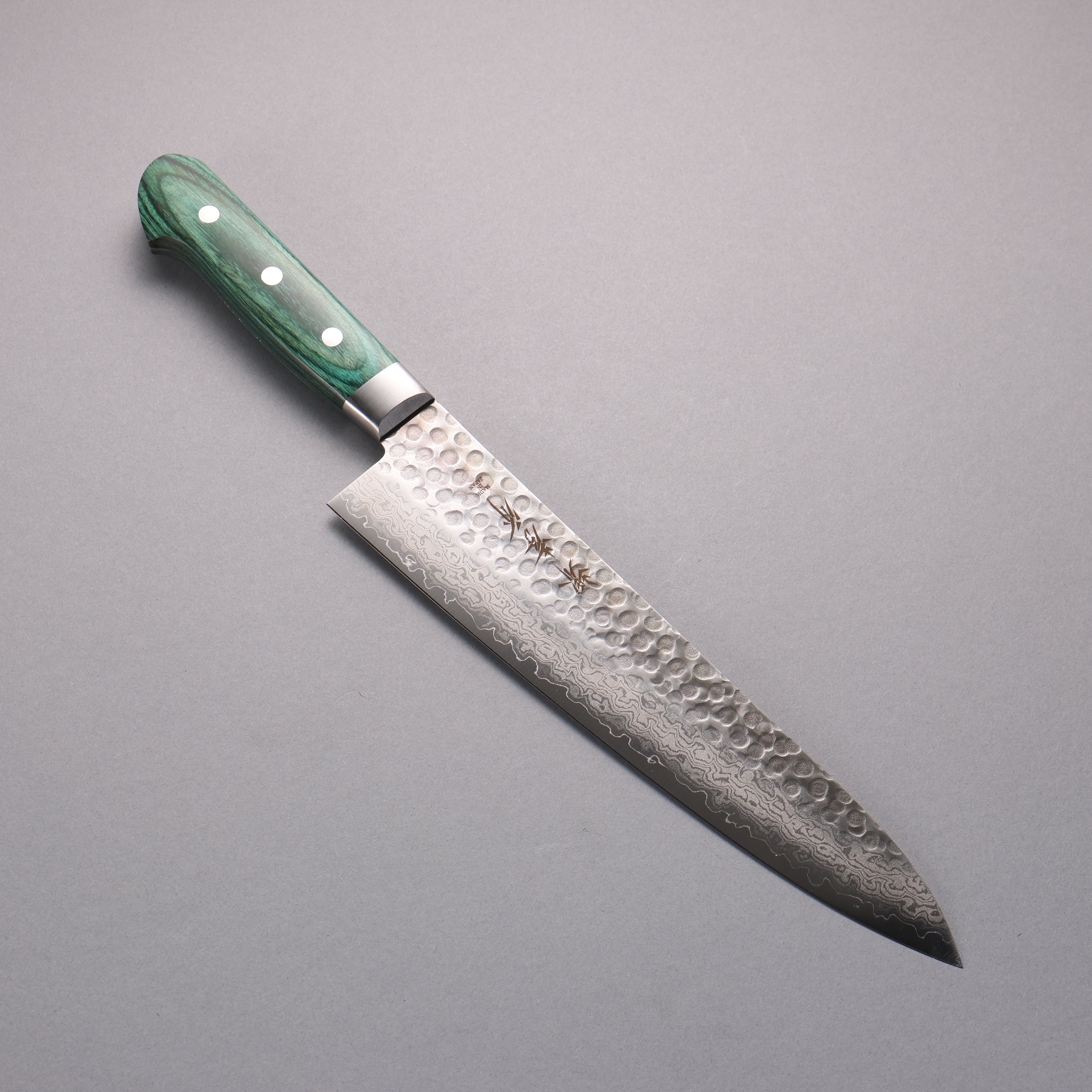 堺 孝行 VG10 17層大馬士革紋 牛刀 240mm 合成木(綠色) 握把 - 清助刃物