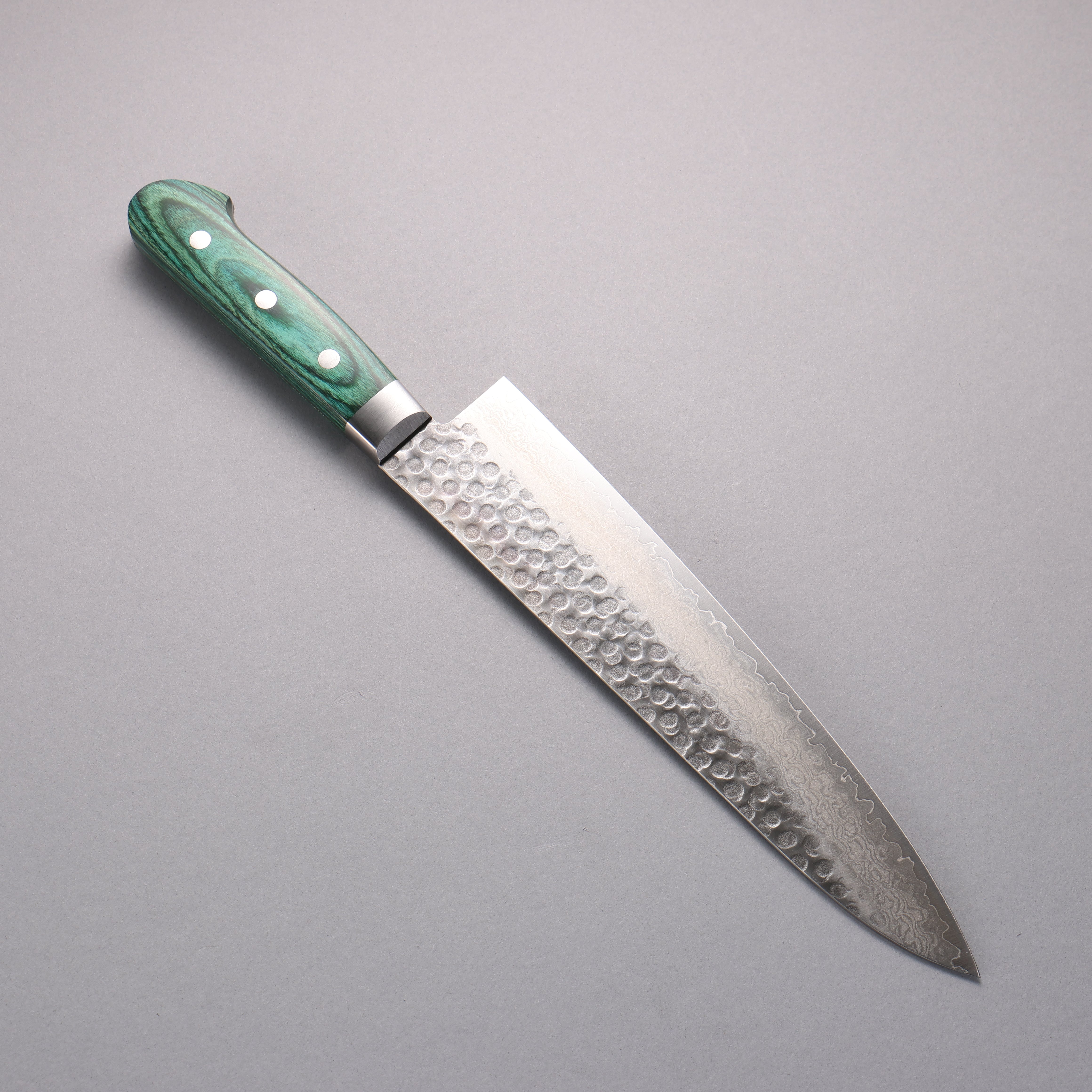 堺 孝行 VG10 17層大馬士革紋 牛刀 240mm 合成木(綠色) 握把 - 清助刃物