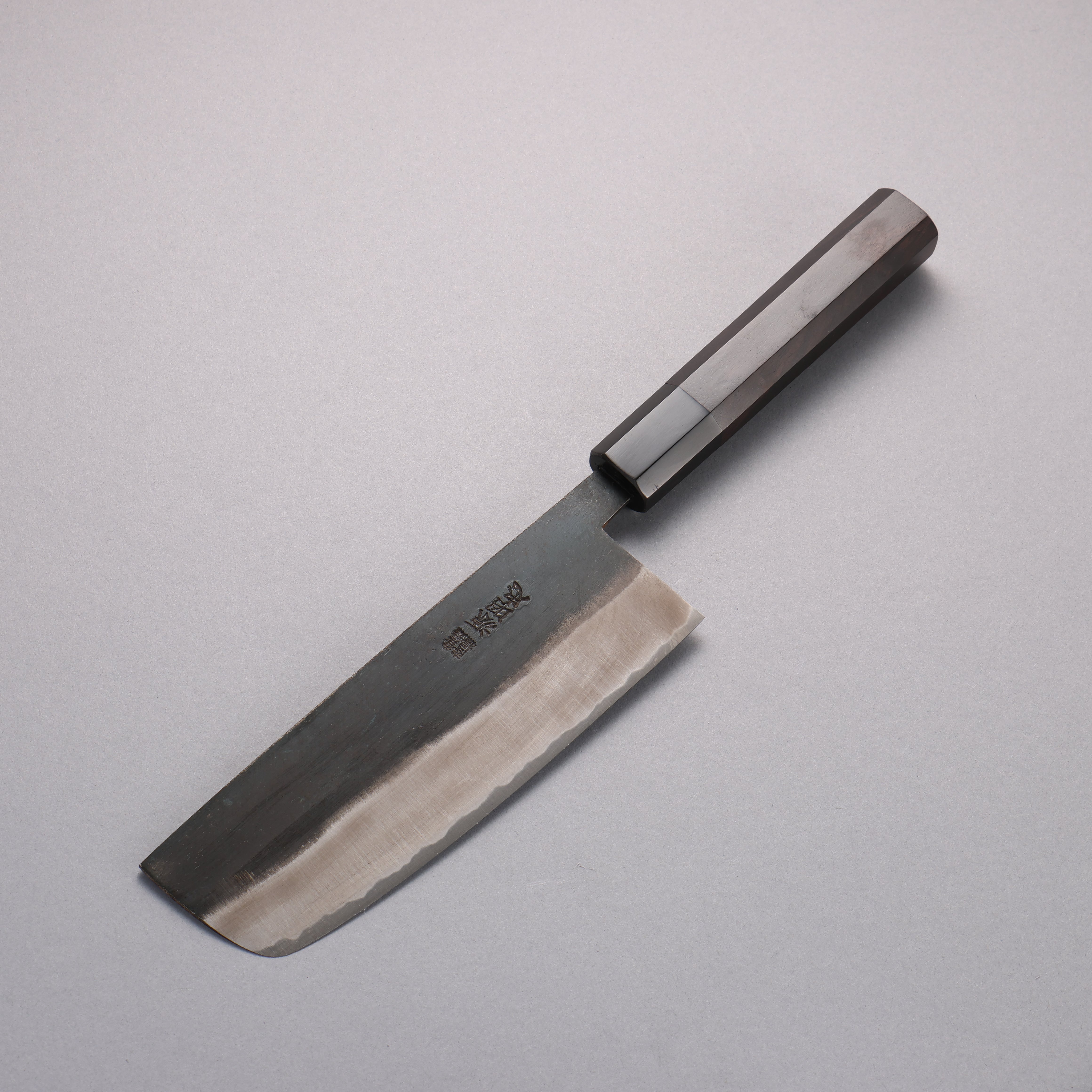 源 昭忠 白鋼二號 黑打 菜切 165mm 黑檀 握把 - 清助刃物