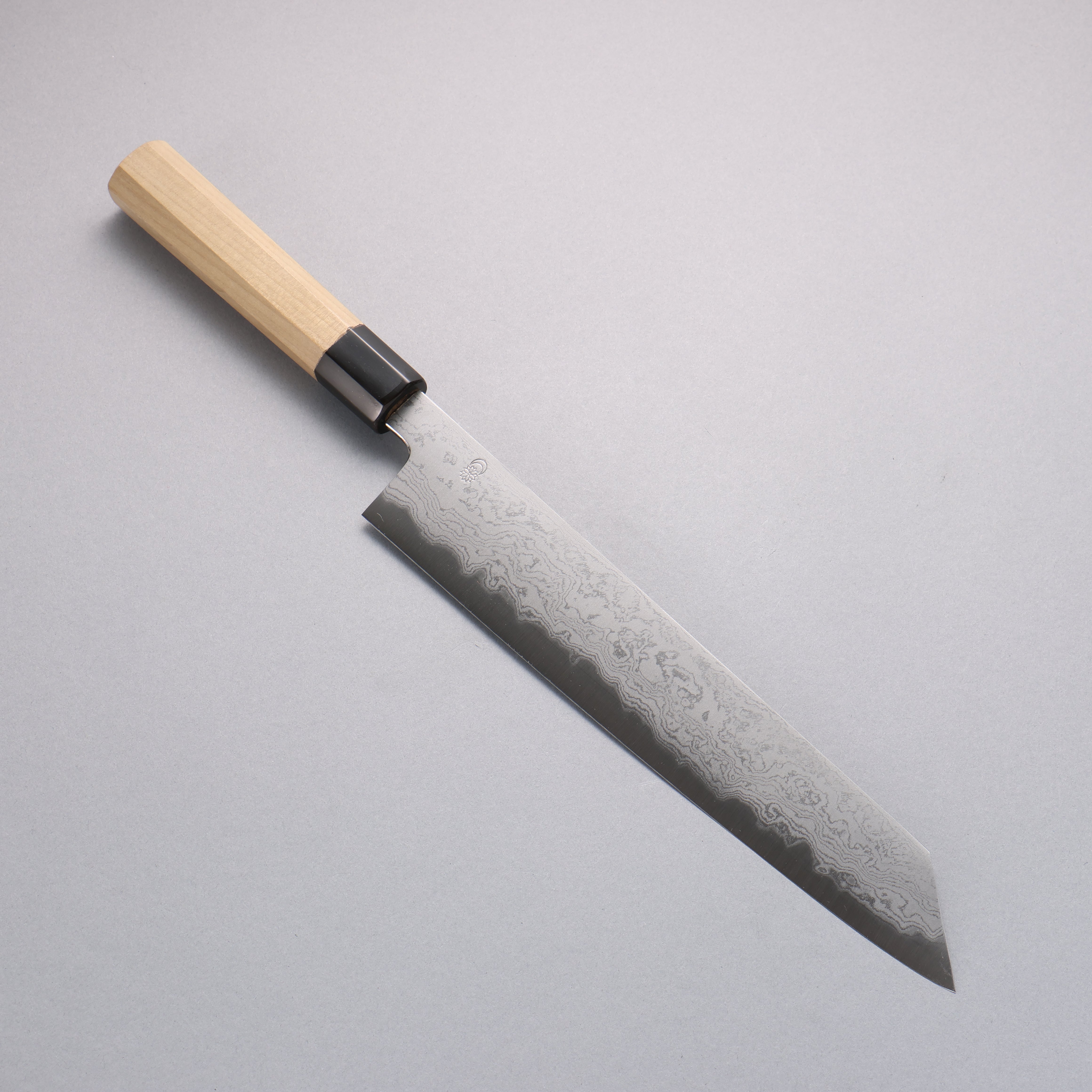 菊月 青鋼一號 大馬士革紋 切付牛刀 270mm 木蘭握把 - 清助刃物