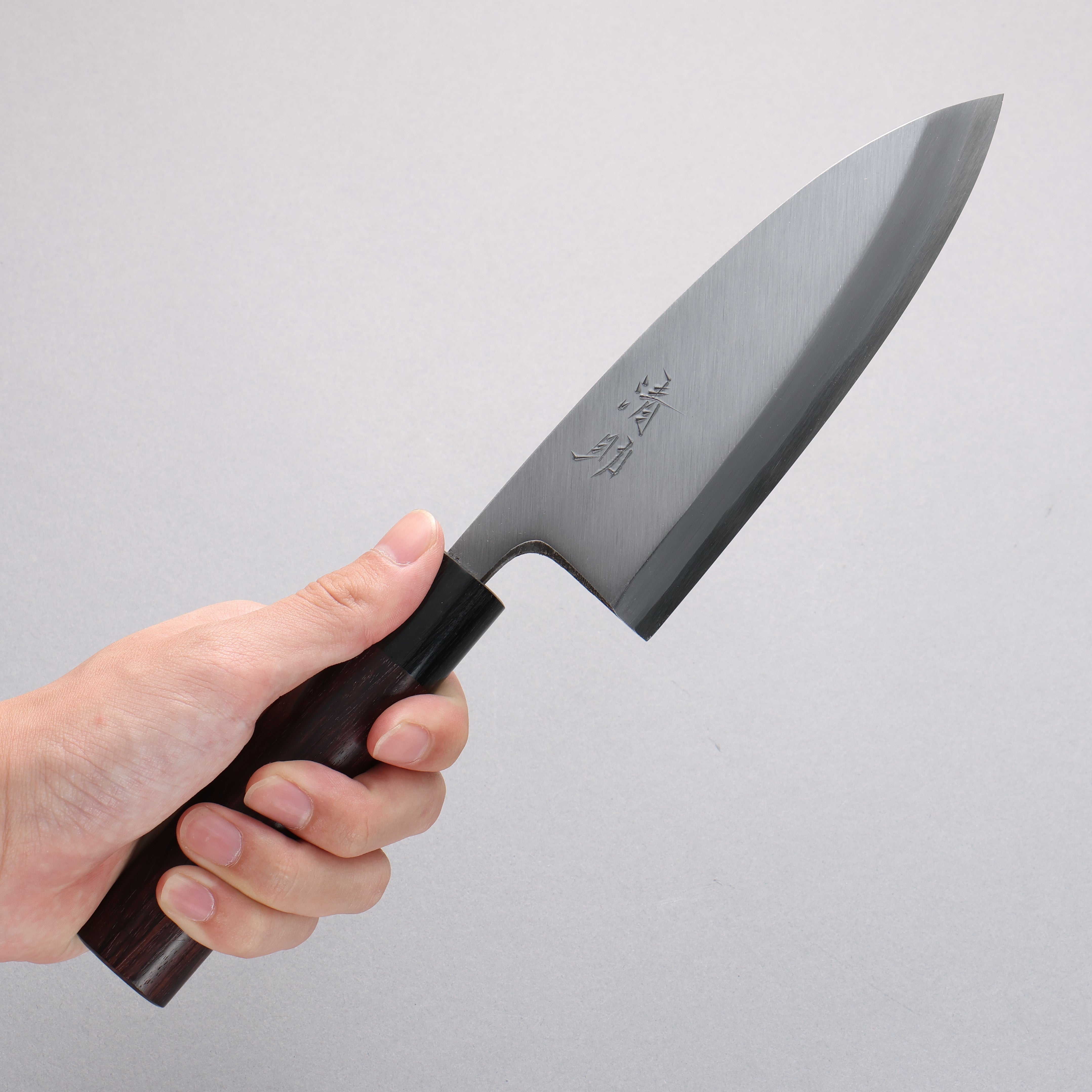 清助 青鋼 霞研 出刃 150mm 紫檀木 握把 - 清助刃物