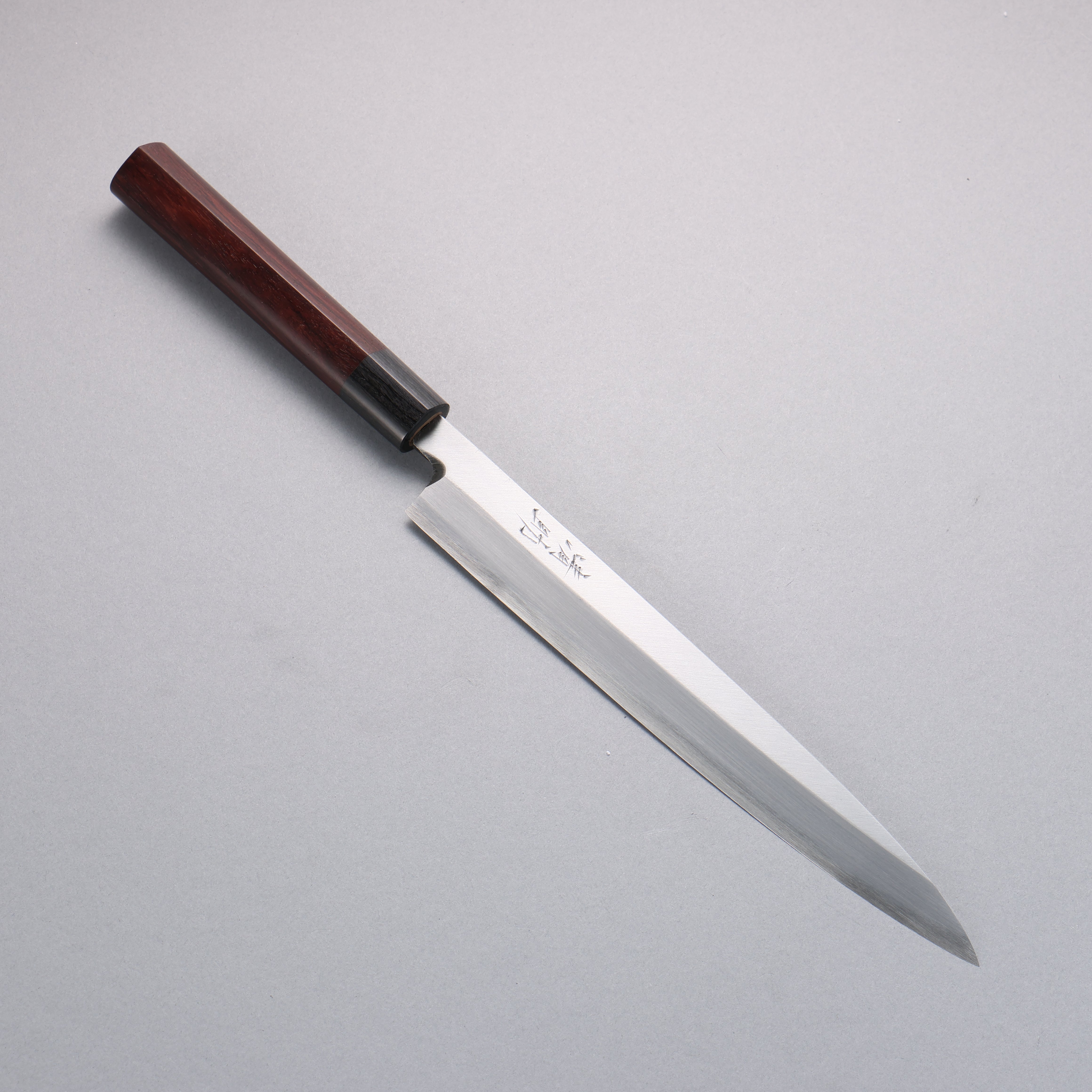清助 白鋼 霞研 柳刃 240mm 紫檀木 握把 - 清助刃物