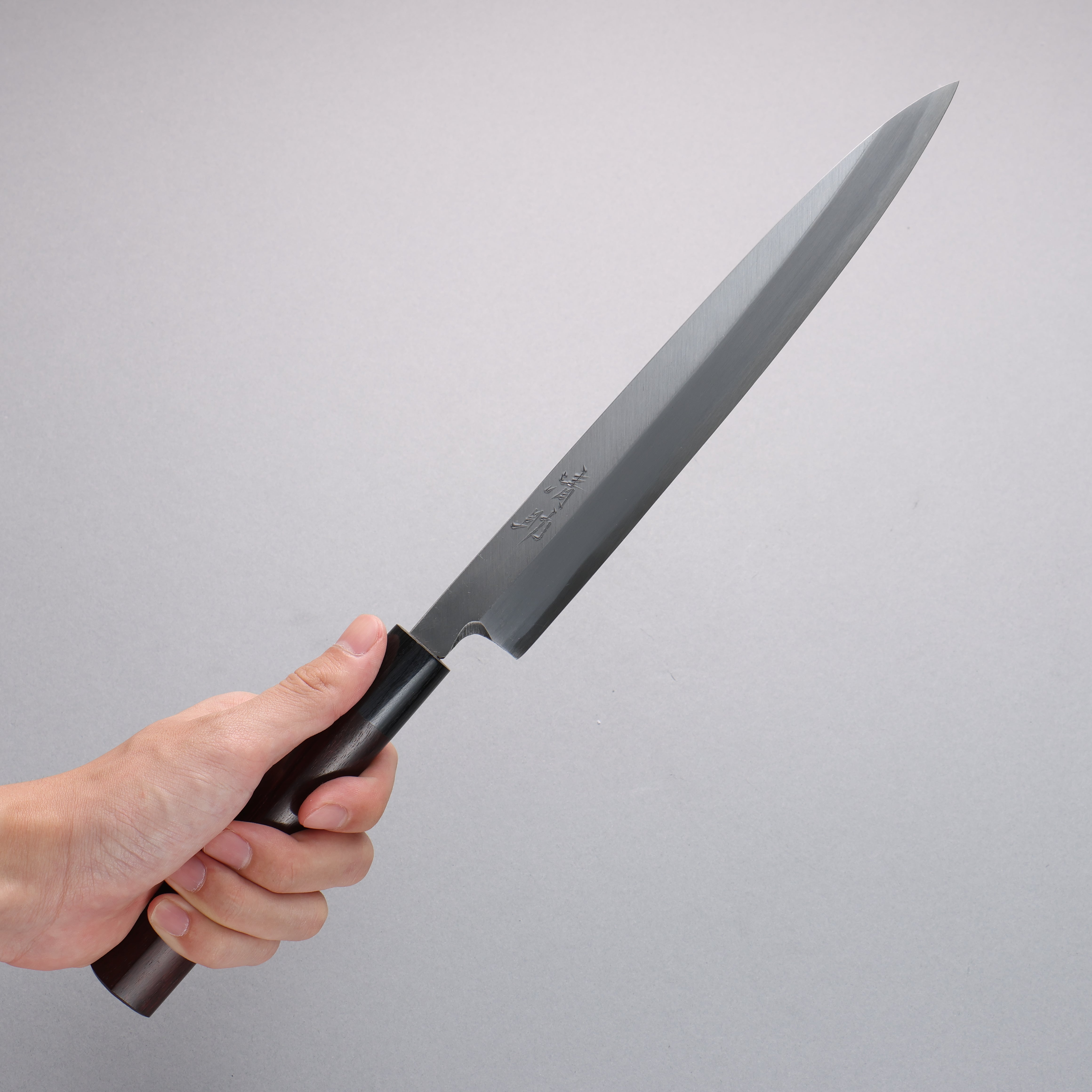清助 白鋼 霞研 柳刃 240mm 紫檀木 握把 - 清助刃物