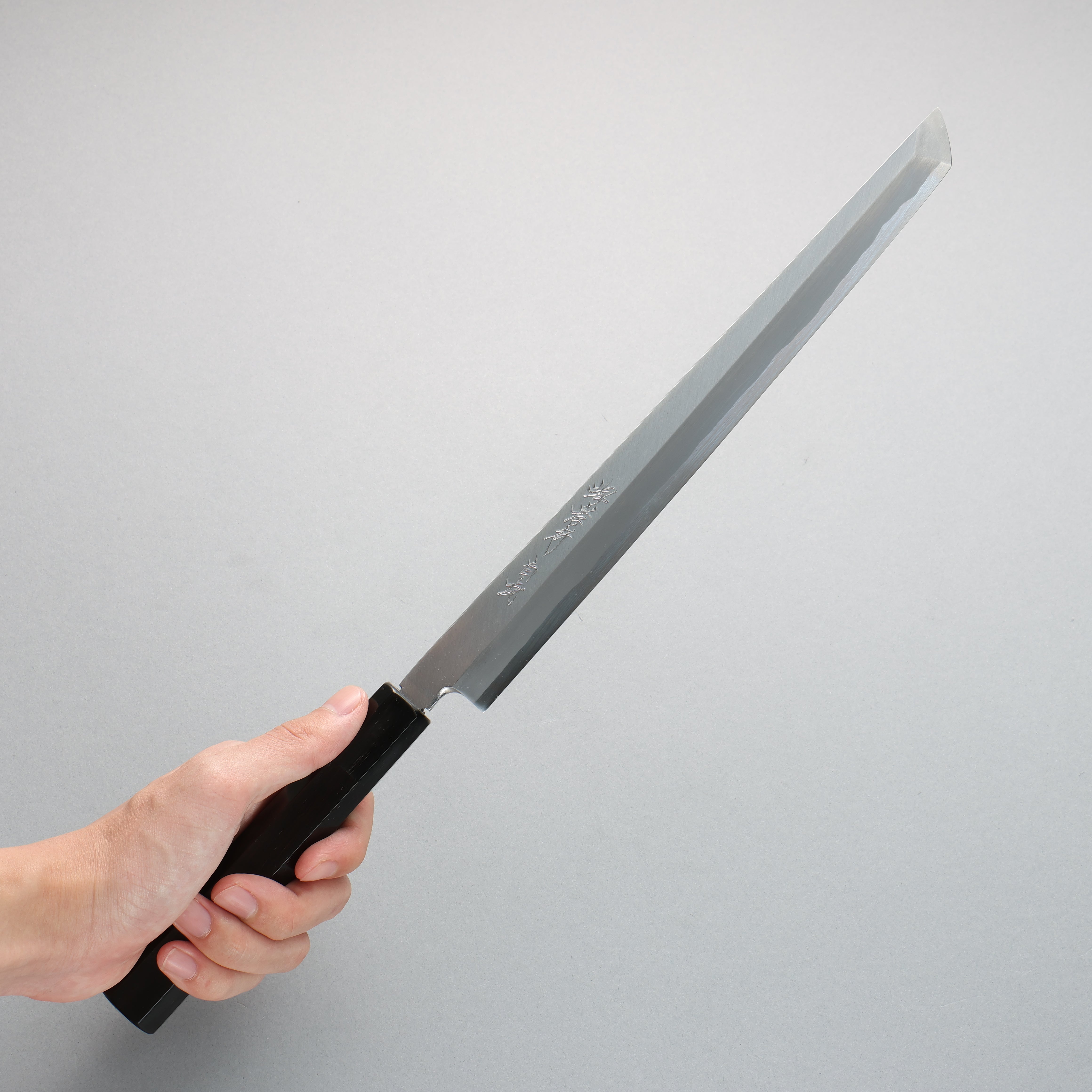 堺 孝行 白虎 白鋼一號 先丸蛸引 270mm 黑檀握把 附刀鞘 - 清助刃物