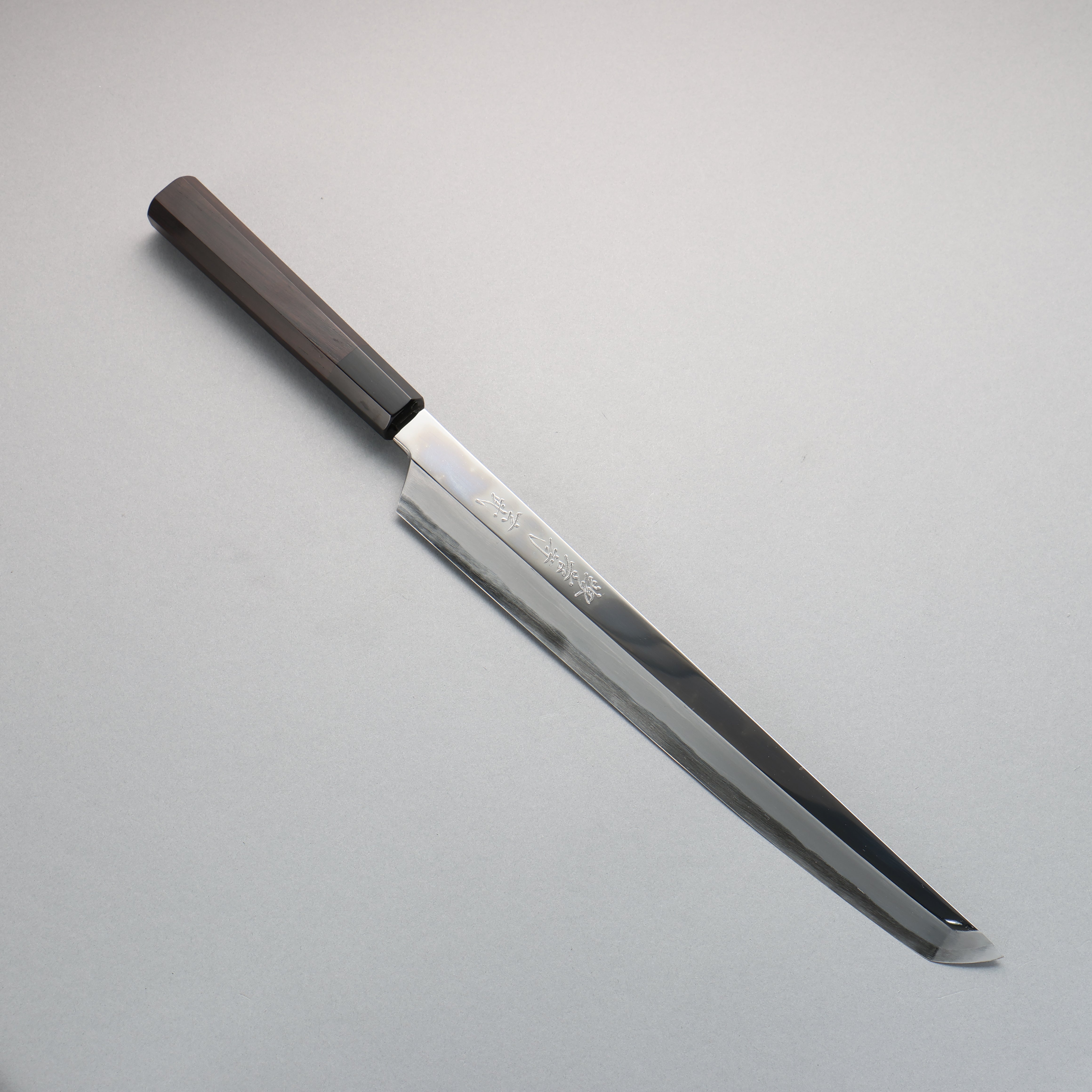 堺 孝行 玄武 青鋼二號 鏡面處理 先丸柳刃 300mm 黑檀握把 - 清助刃物