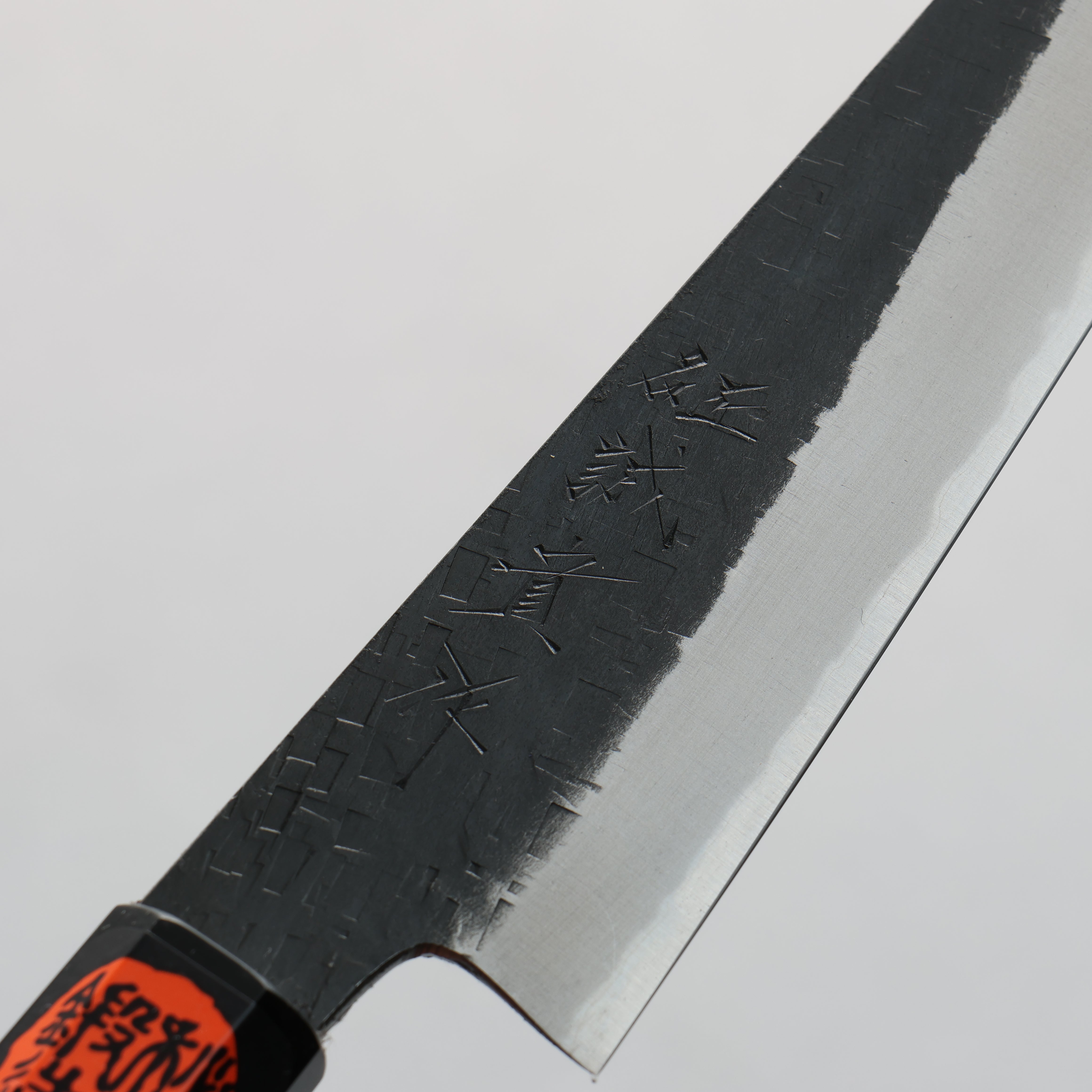 田中 誠貴 鐵火 青鋼二號 黑打 鎚目 (角) 切付多用途小刀 150mm 核桃木 握把 - 清助刃物