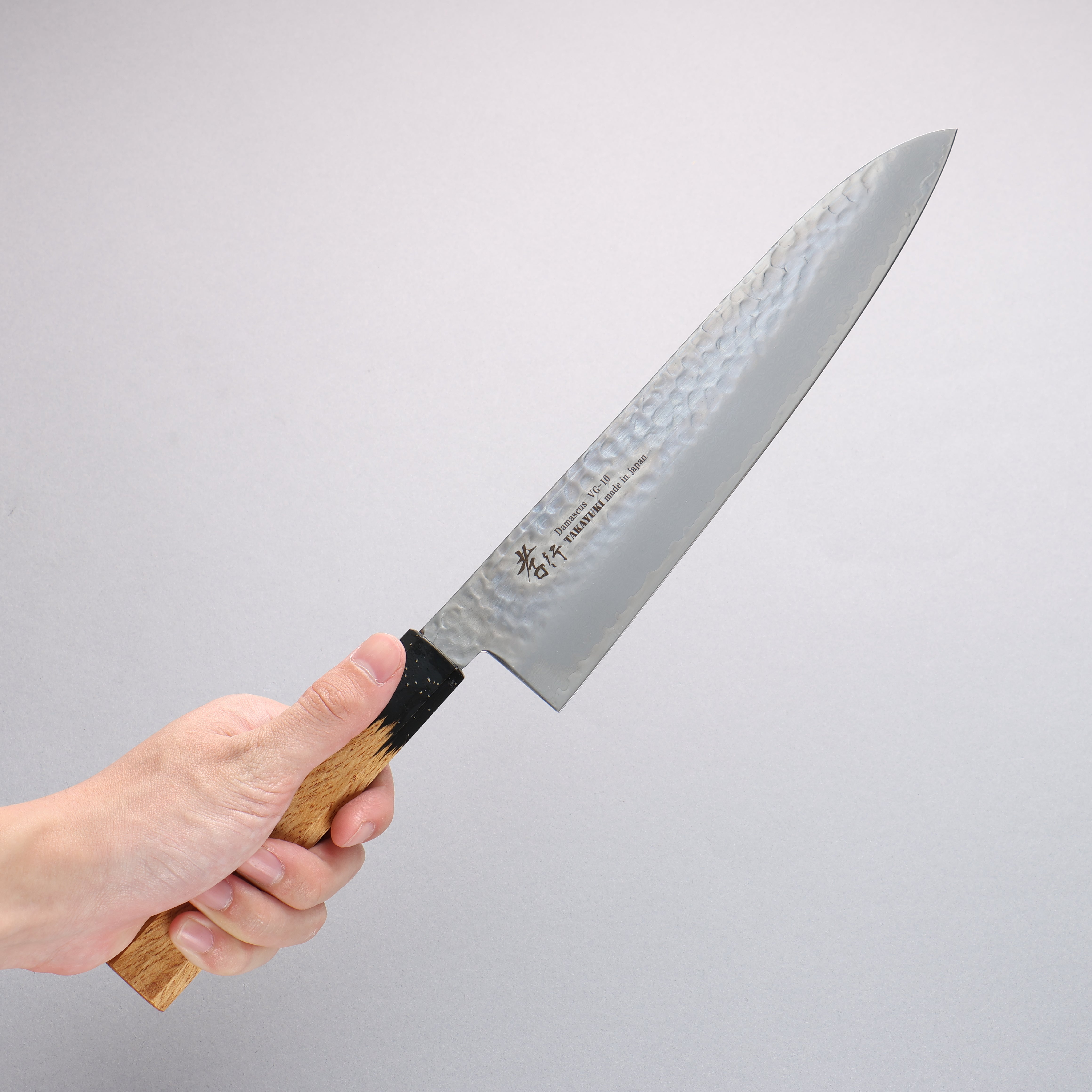 堺 孝行 VG10 33層大馬士革紋 牛刀 240mm 櫟木漆塗(黑伸)握把 - 清助刃物