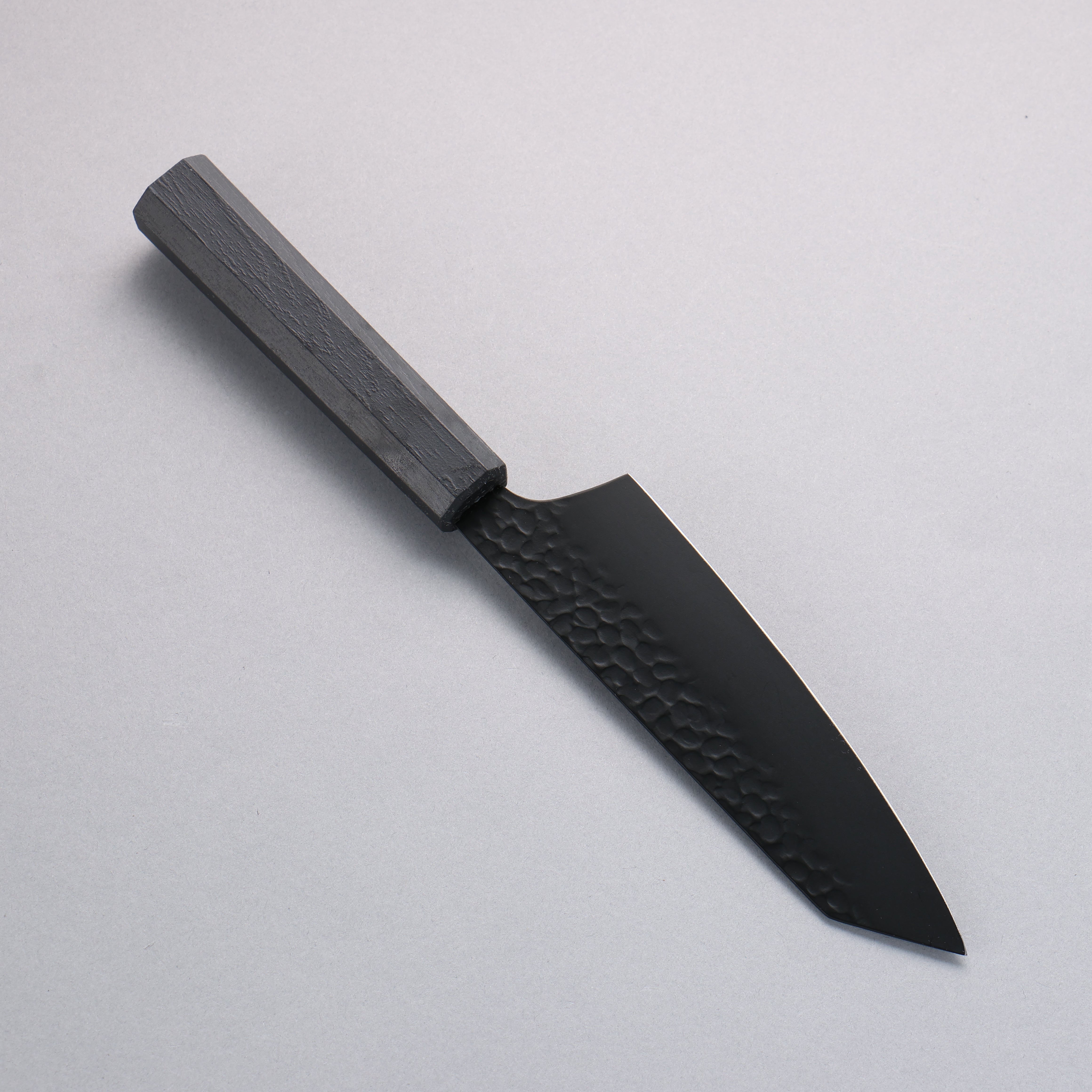 堺 孝行 黑影 VG10 鎚目 鐵氟龍塗層 切付三德刀 160mm 黑漆塗 握把 - 清助刃物