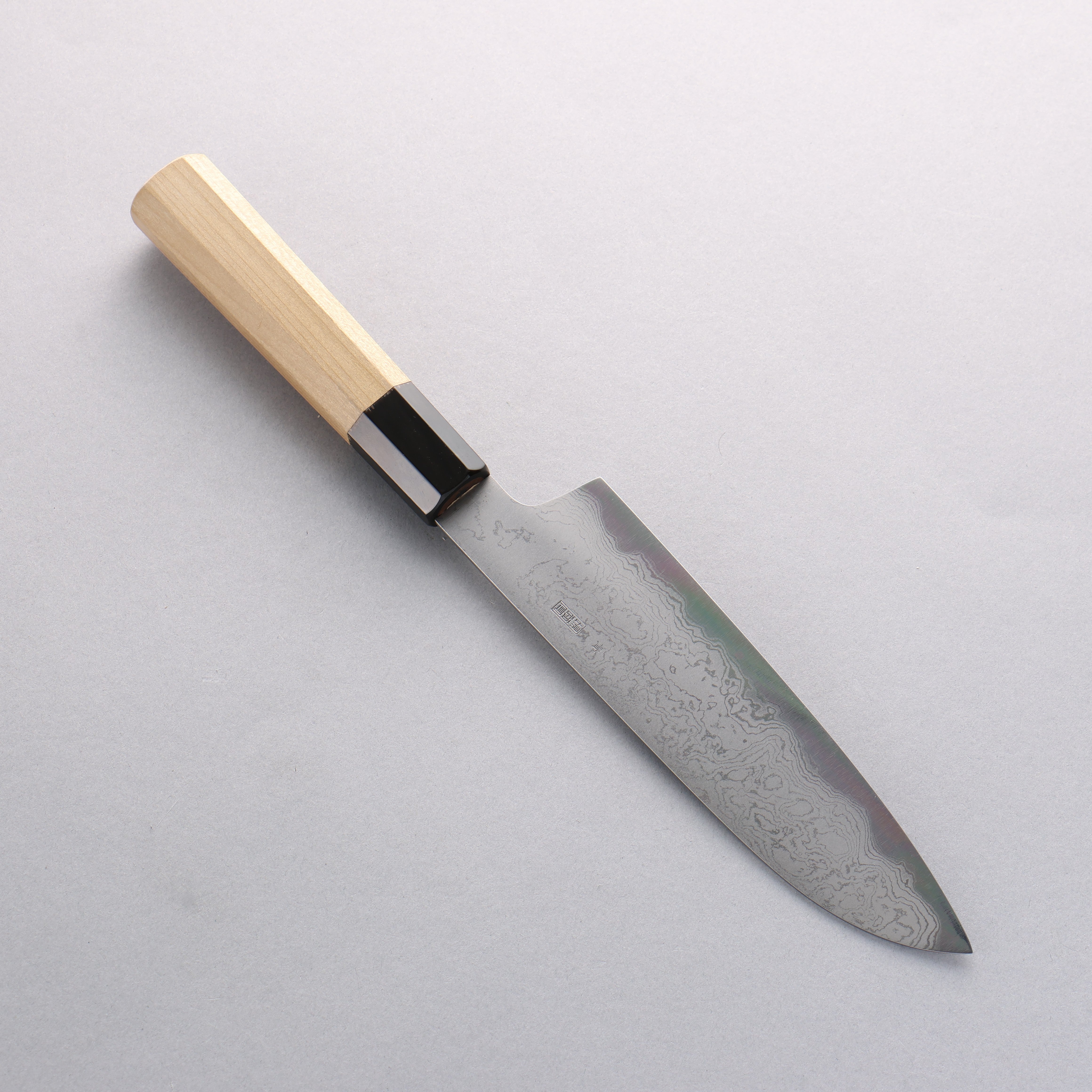 菊月 青鋼一號 大馬士革紋 三德刀 180mm 木蘭握把 - 清助刃物