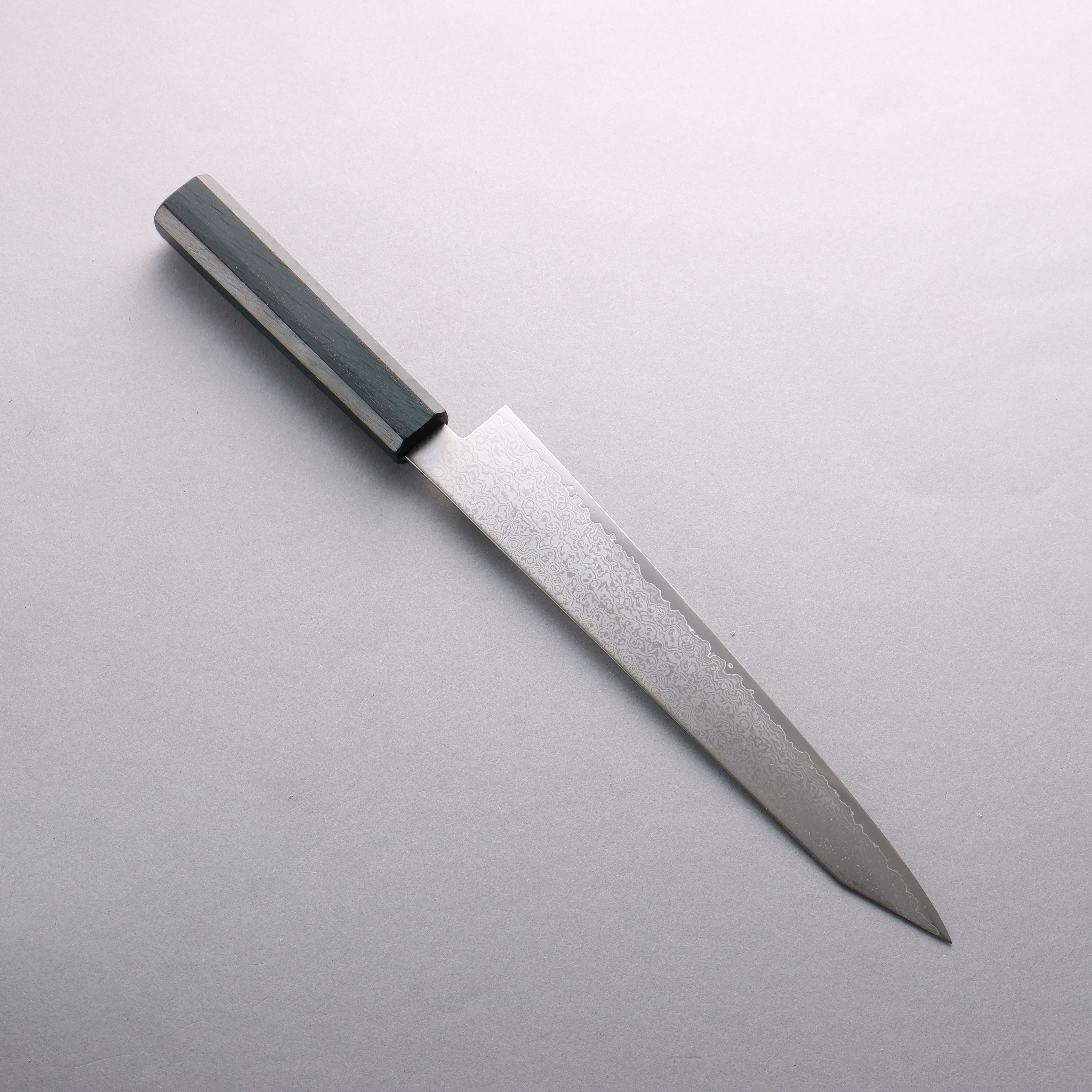 清助 VG10 大馬士革紋 切付筋引 240mm 橡木(靛藍染色) 握把 - 清助刃物