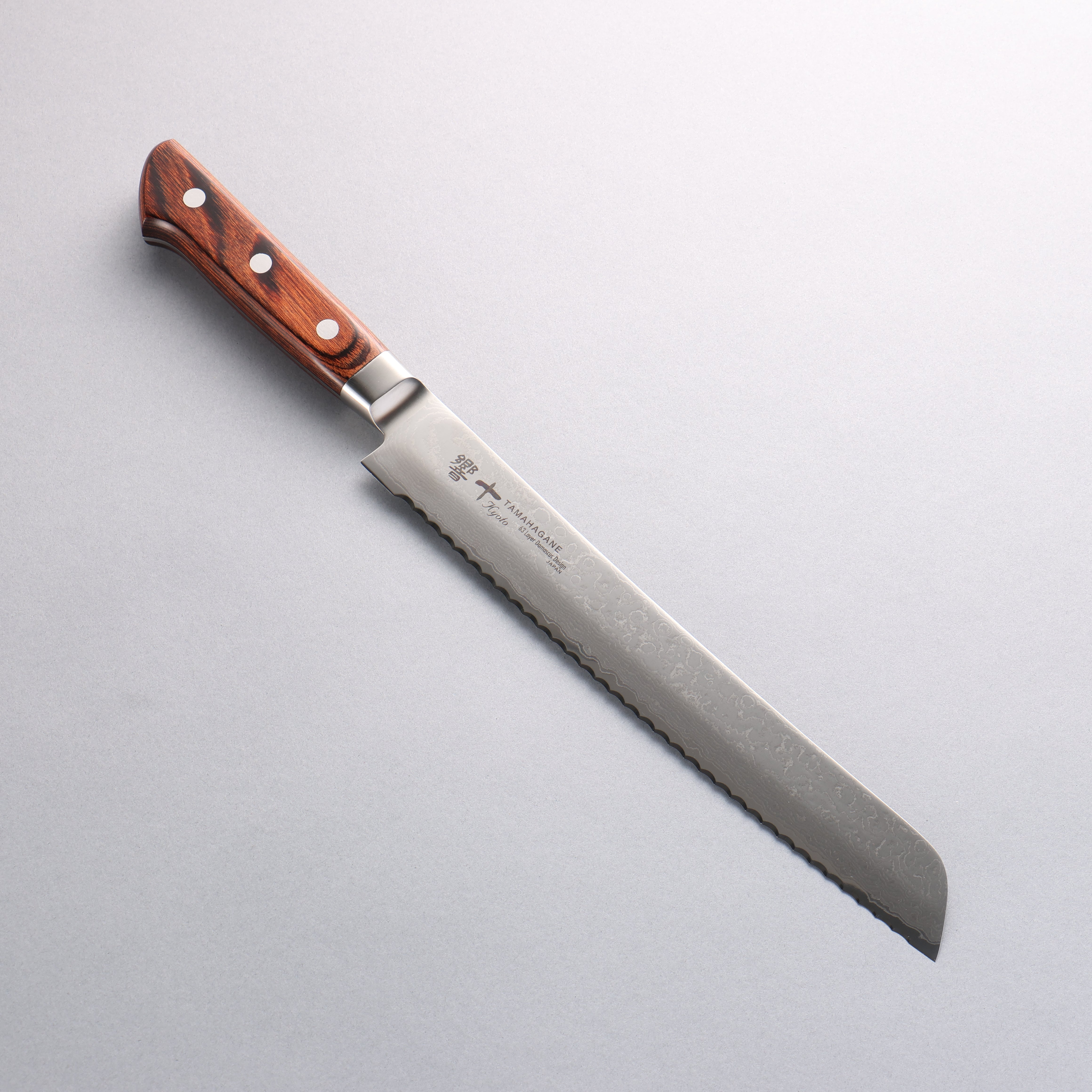 玉鋼 響十 63層 大馬士革紋 麵包刀 230mm KP-1118 - 清助刃物