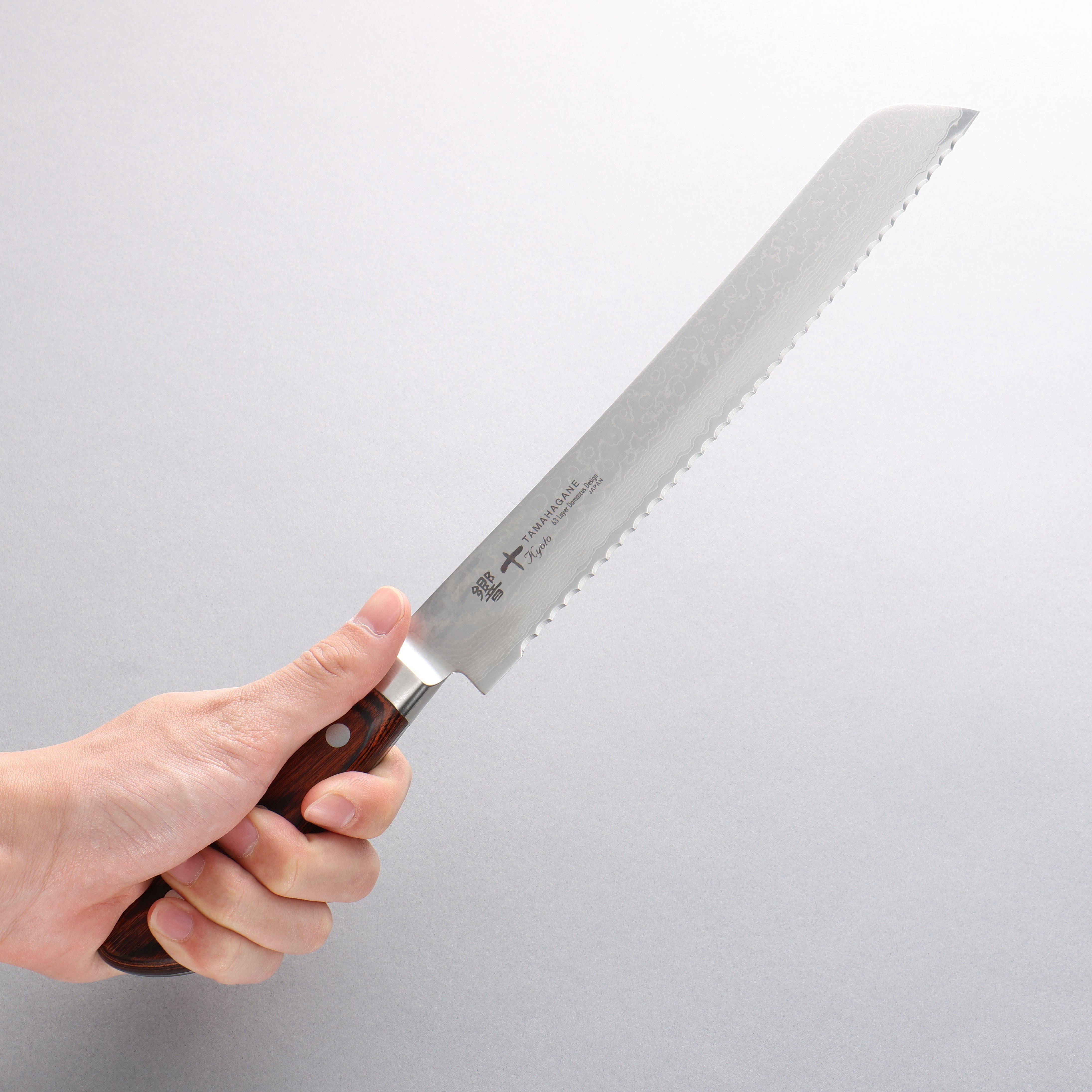 玉鋼 響十 63層 大馬士革紋 麵包刀 230mm KP-1118 - 清助刃物
