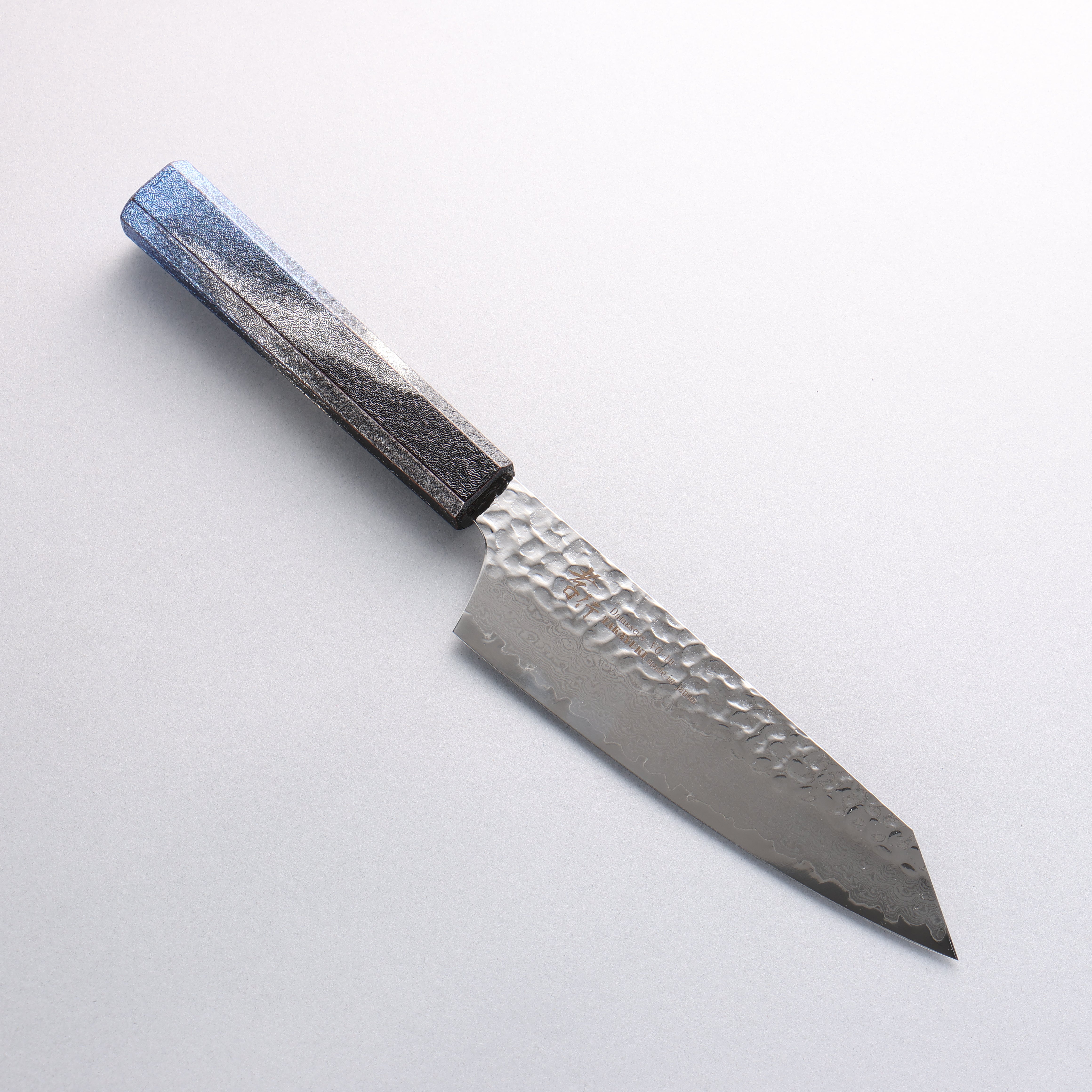 堺 孝行 琳凰 VG10 33層 大馬士革紋 劍型三德刀 日本刀 160mm 青漆塗 握把 - 清助刃物