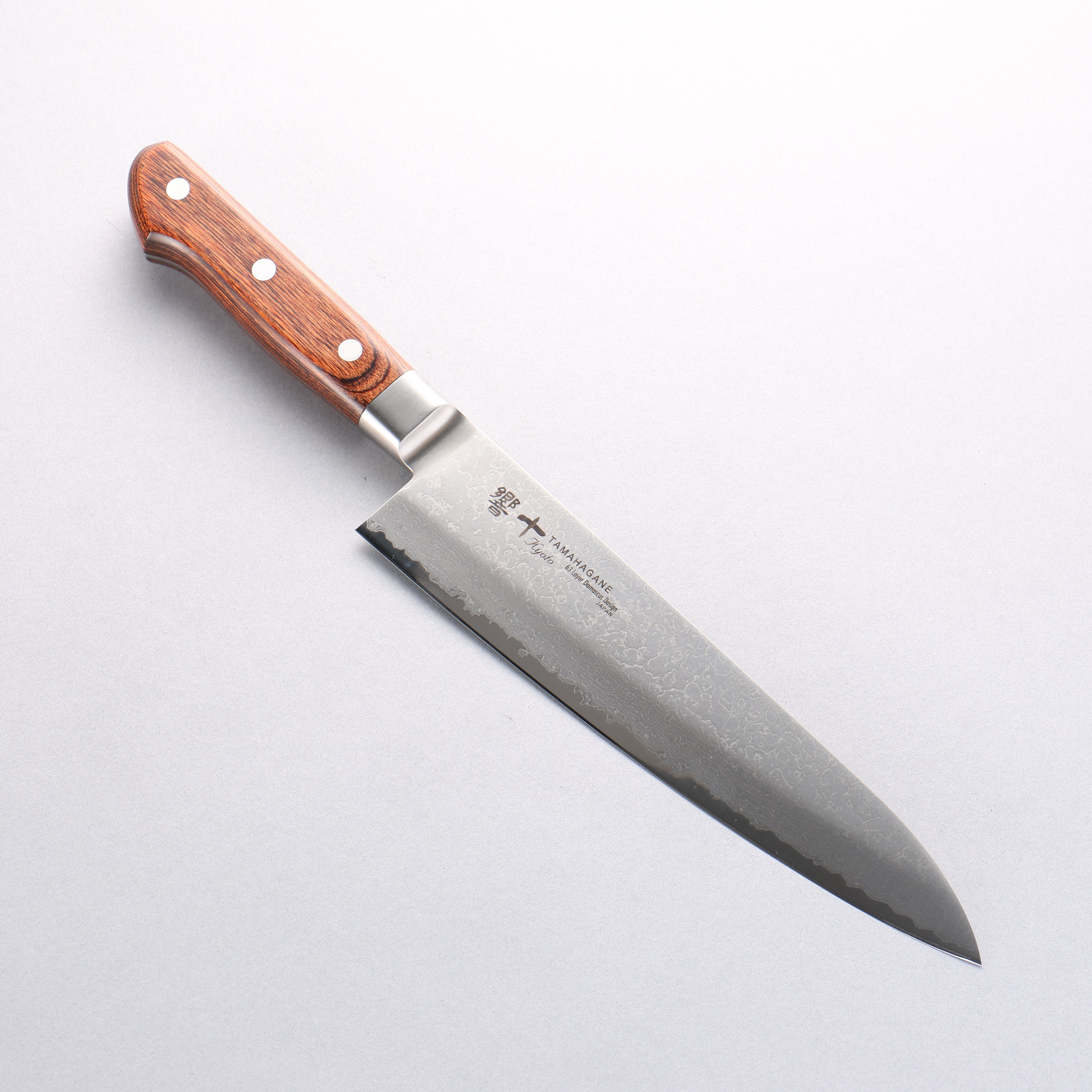 玉鋼 響十 63層 大馬士革紋 牛刀 210mm KP-1105 - 清助刃物