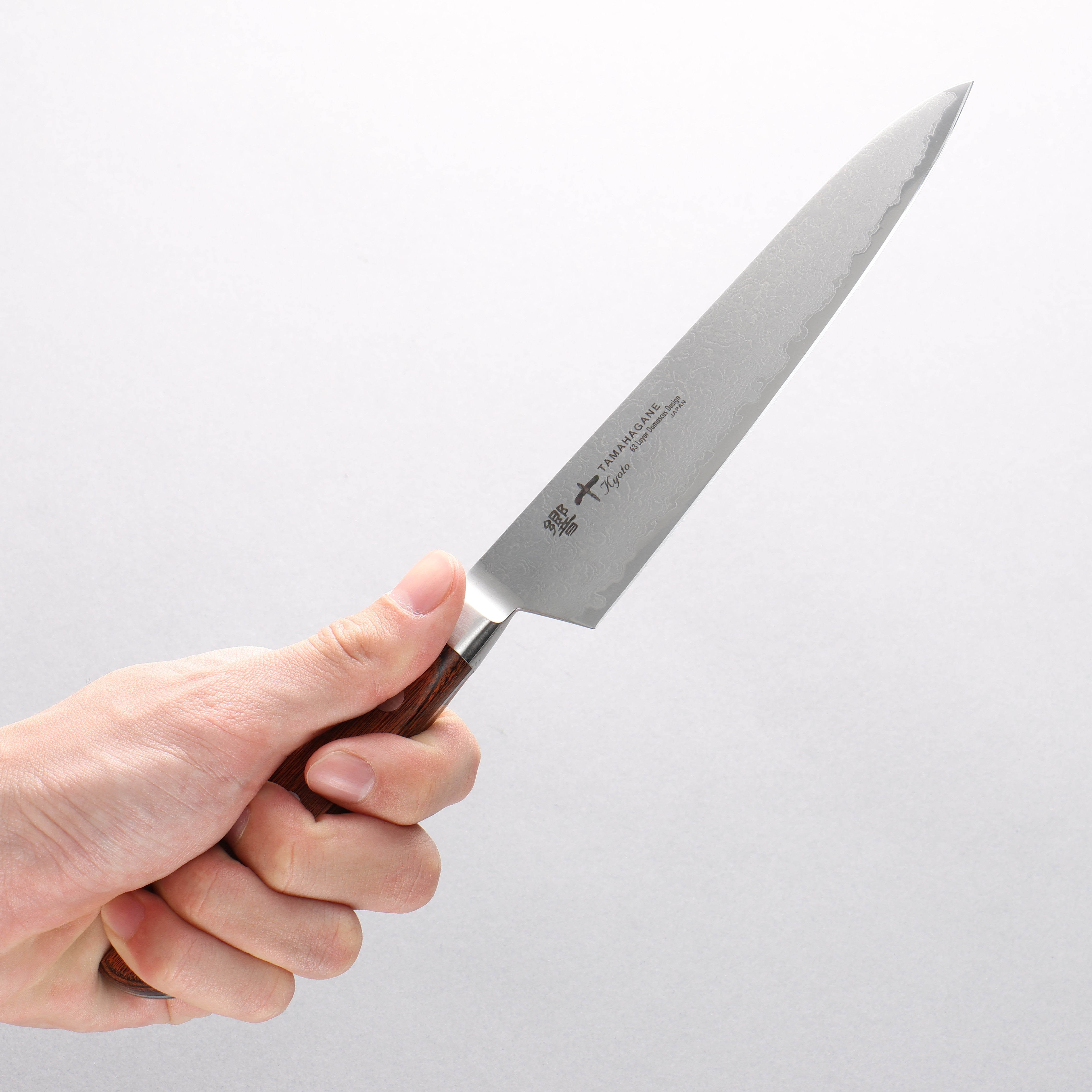 玉鋼 響十 63層 大馬士革紋 多用途小刀 150mm KP-1107 - 清助刃物