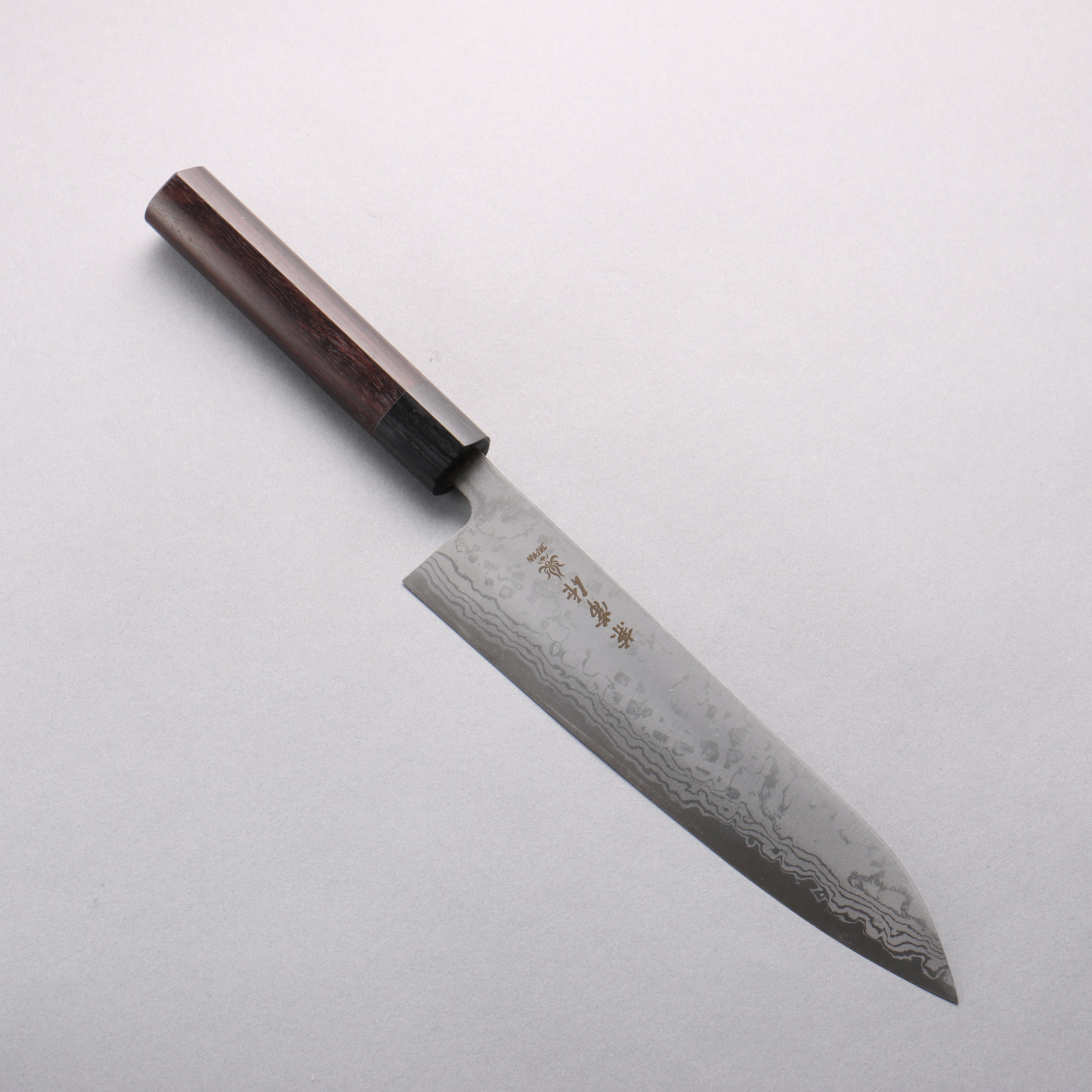 兼常 青鋼二號 大馬士革紋 牛刀 210mm 紫檀木(口輪:黑合成木) 握把 - 清助刃物