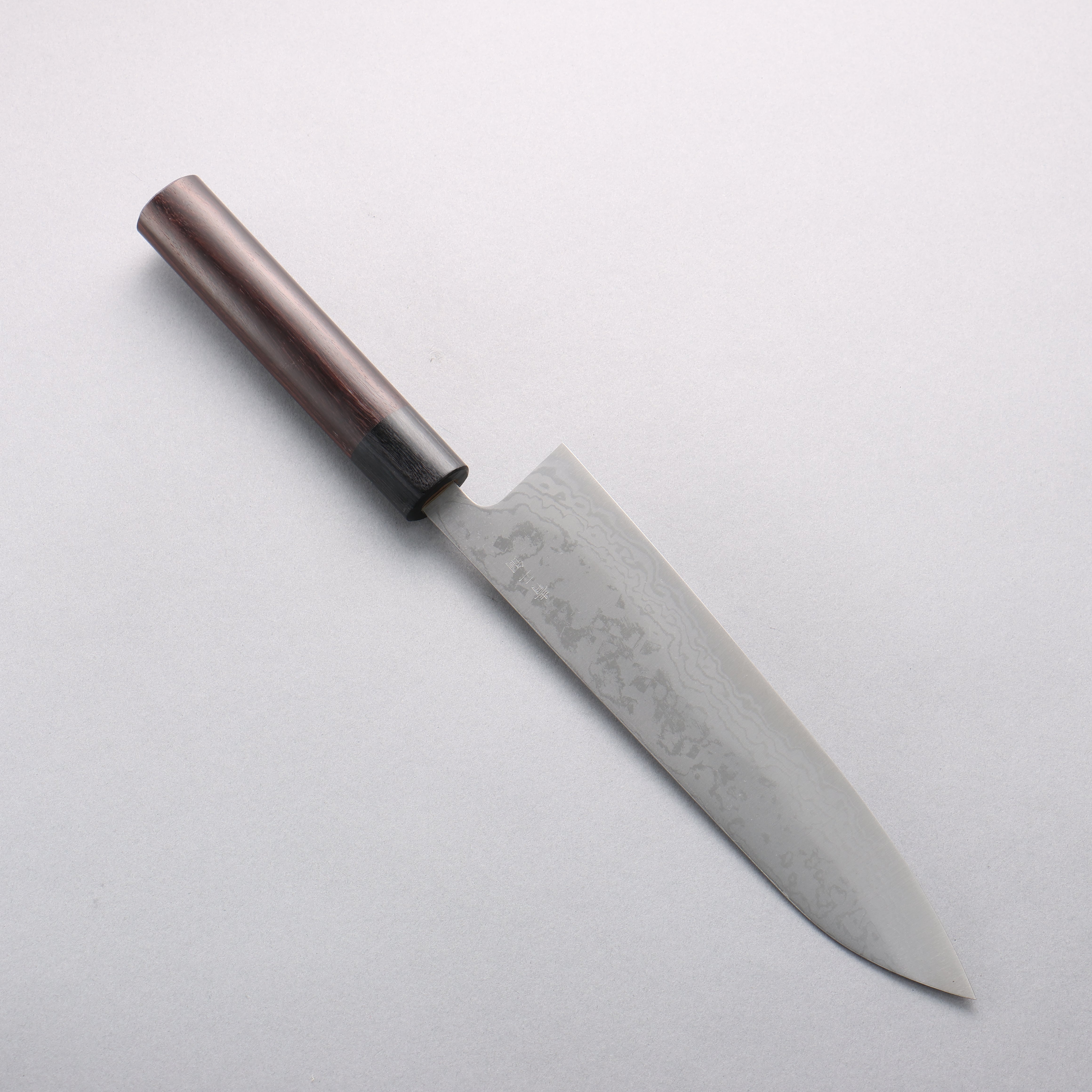 兼常 青鋼二號 大馬士革紋 牛刀 210mm 紫檀木(口輪:黑合成木) 握把 - 清助刃物