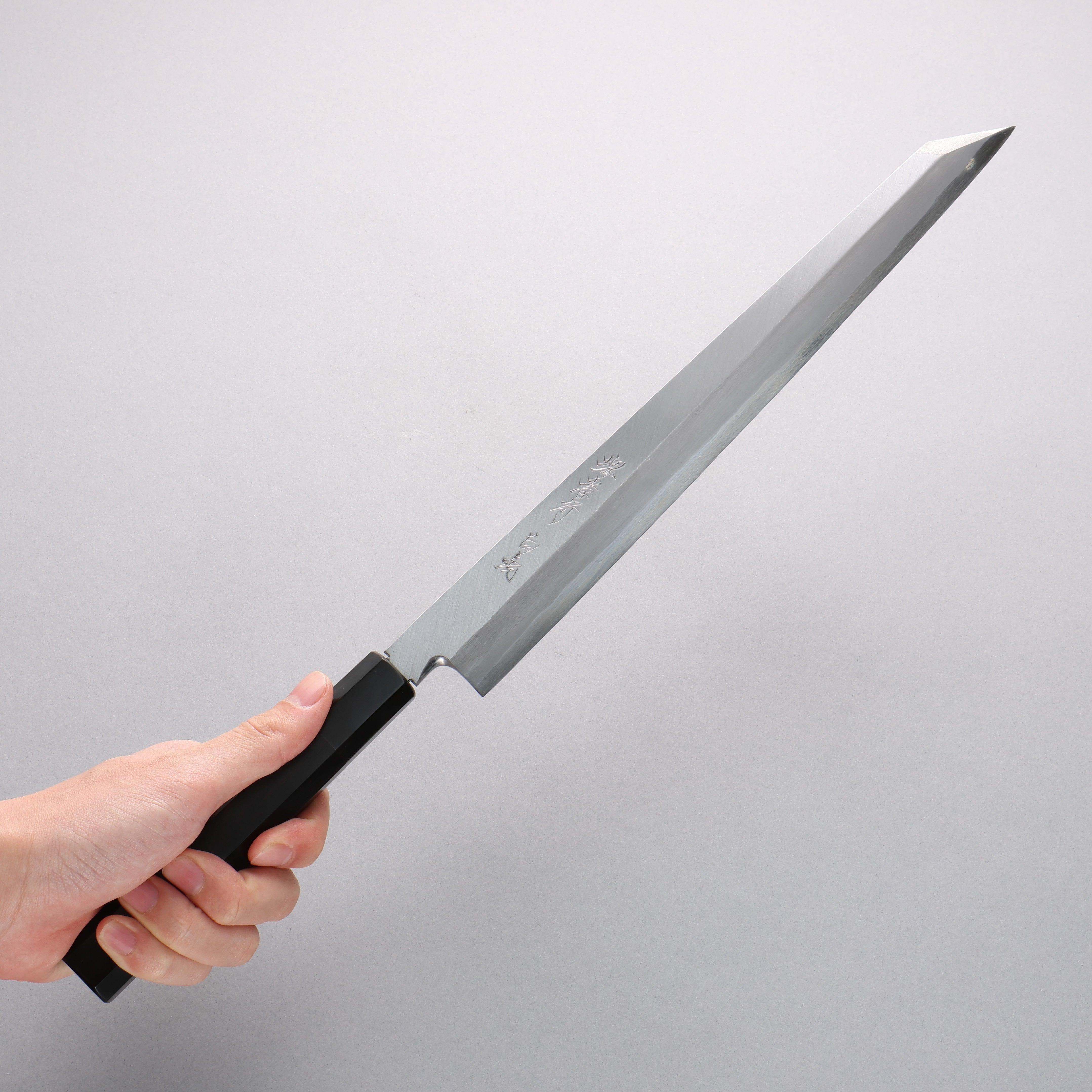 堺 孝行 白虎 白鋼一號 切付柳刃 300mm 黑檀握把 附刀鞘 - 清助刃物