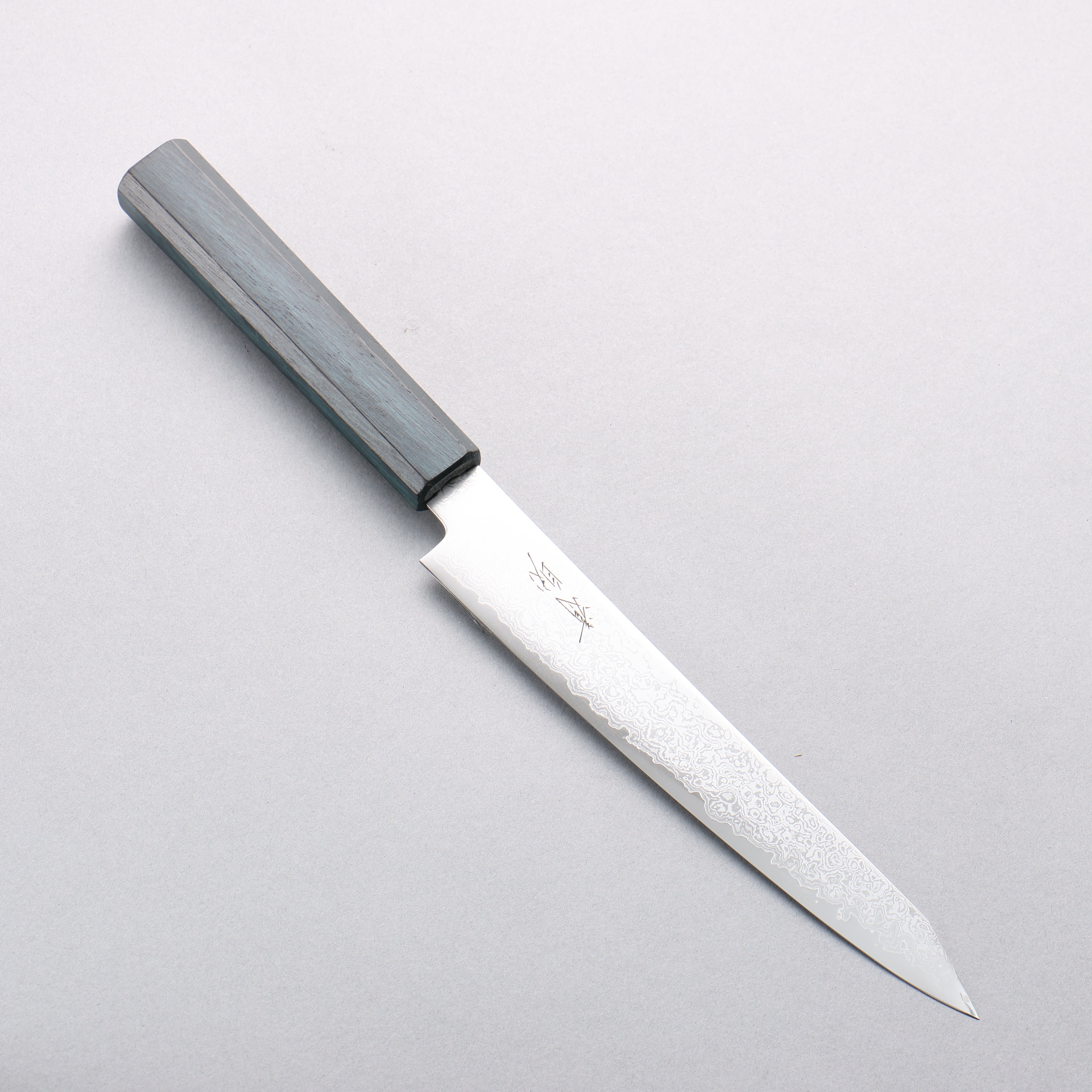 清助 VG10 大馬士革紋 切付多用途小刀 180mm 橡木(靛藍染色) 握把 - 清助刃物