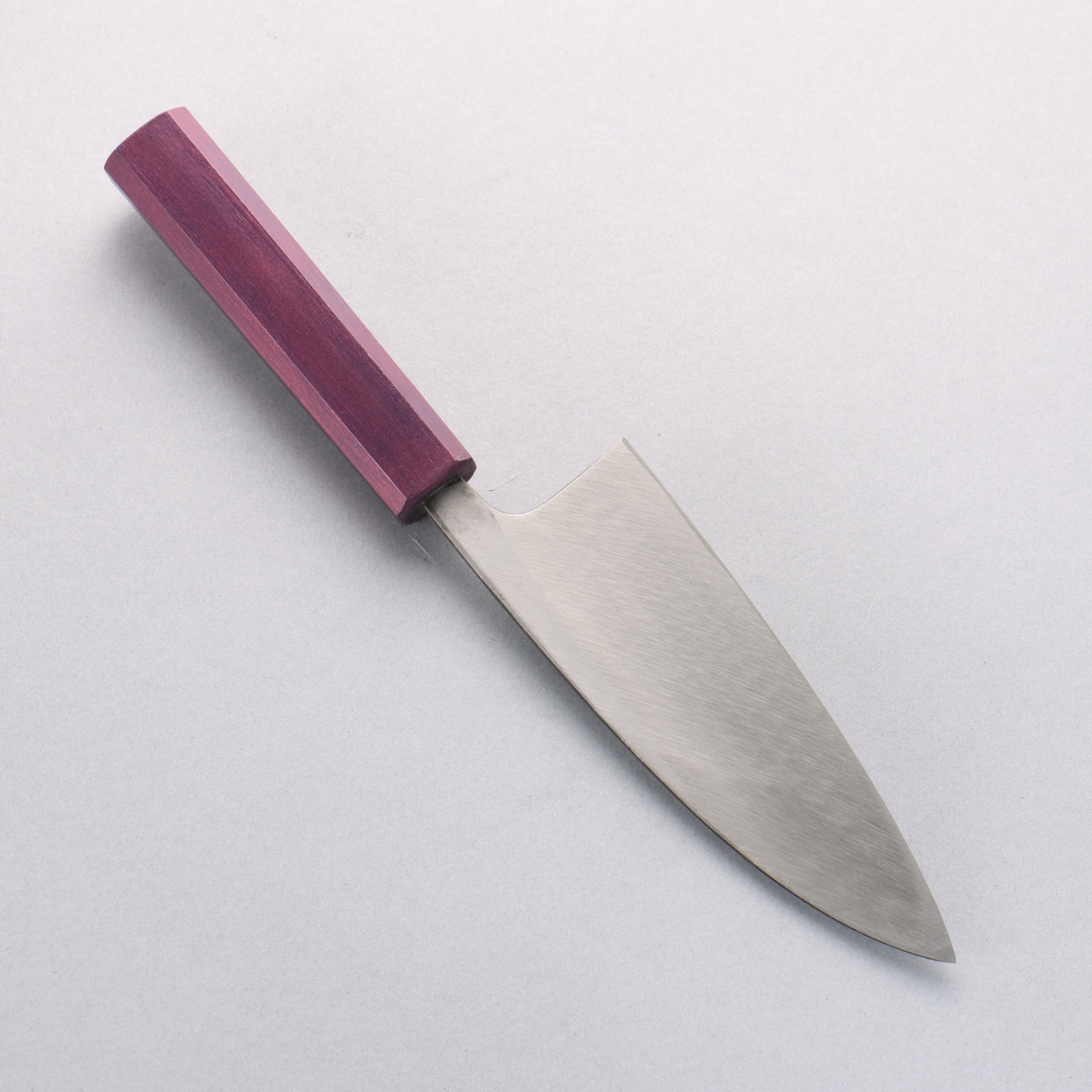 清助 白鋼二號 黑打 出刃 135mm 紫色漆塗 握把 - 清助刃物