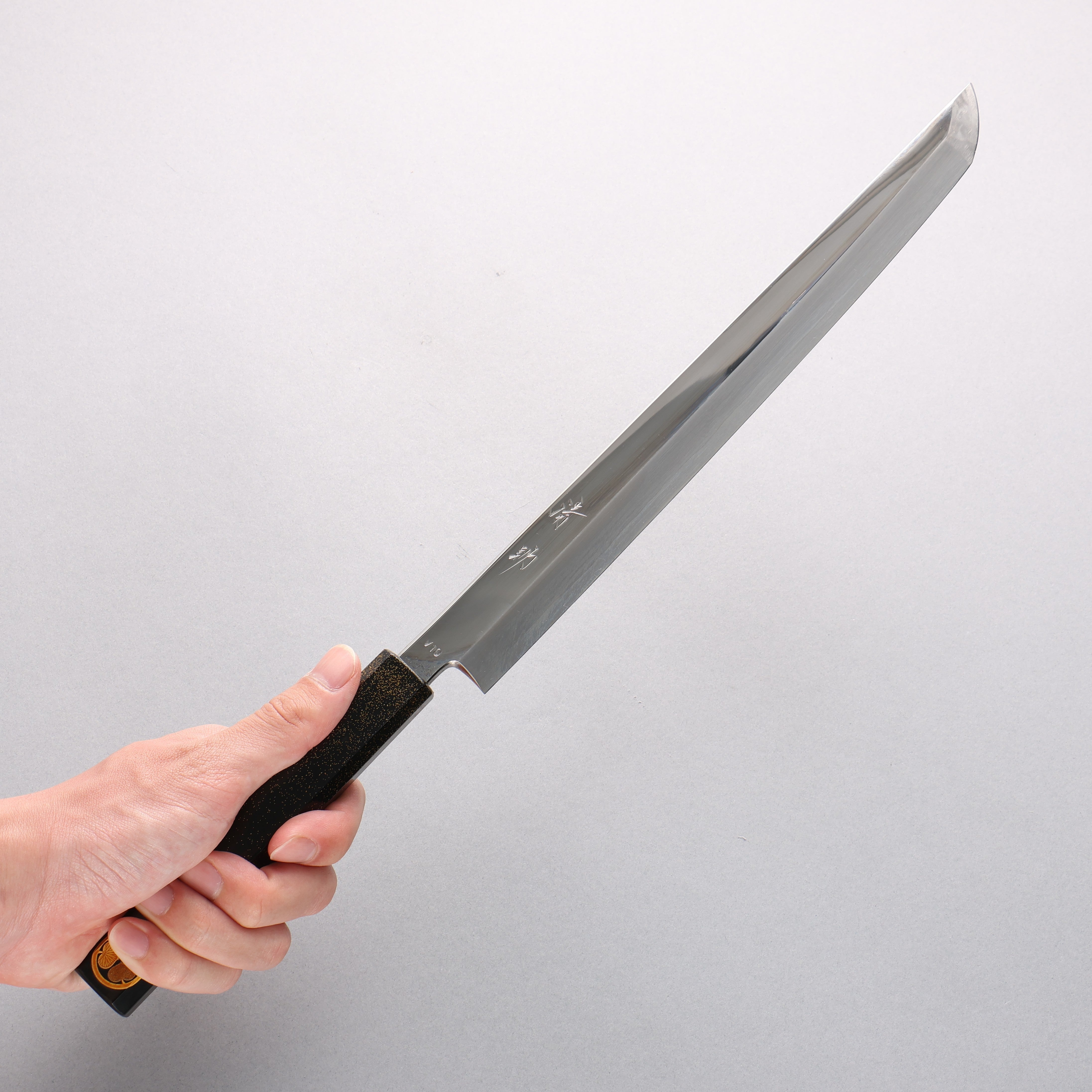 清助 VG10 先丸蛸引 270mm 櫟木漆塗(家紋) 握把 - 清助刃物