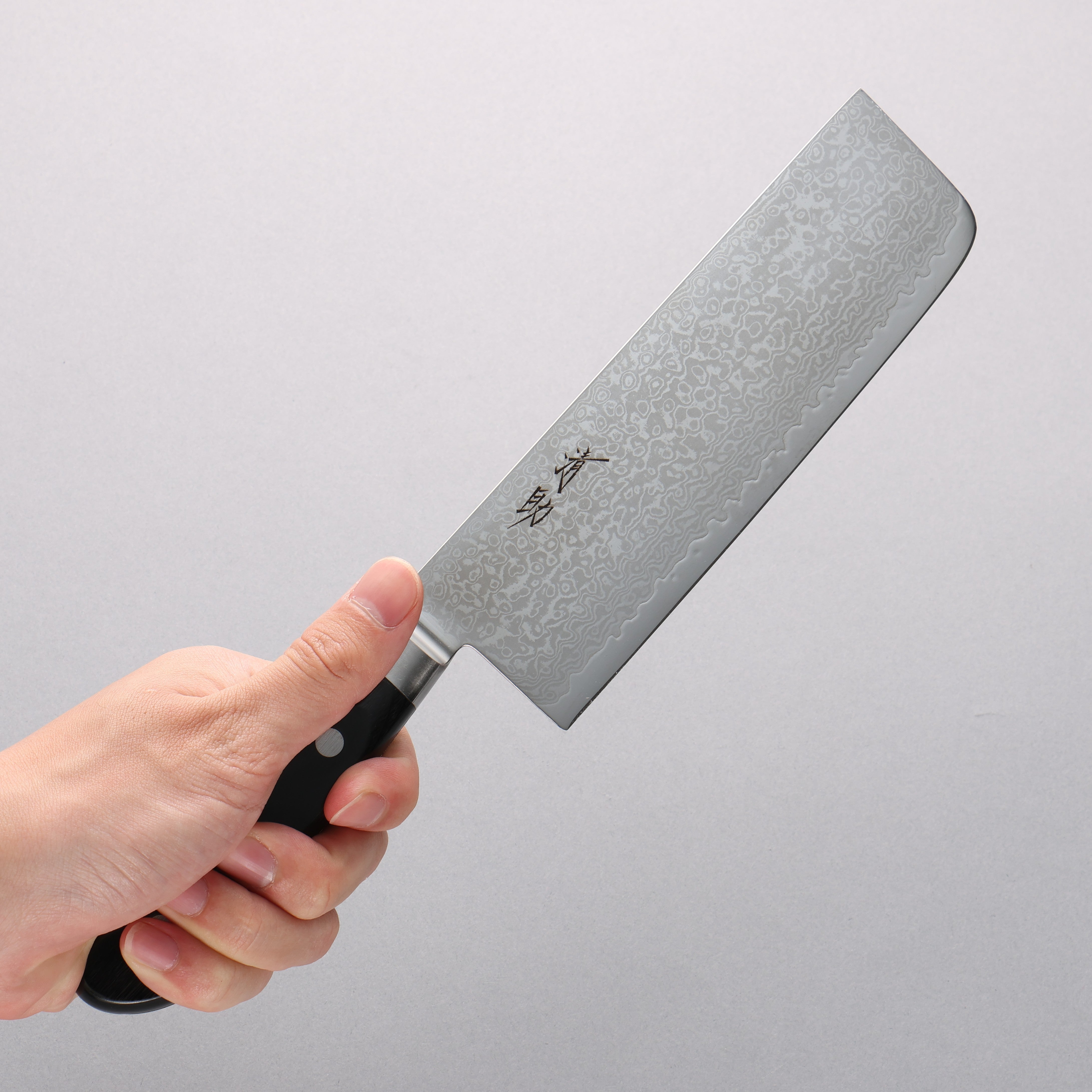 清助 VG10 33層 鏡面處理 大馬士革紋 菜切 165mm 黑合成木 握把 - 清助刃物