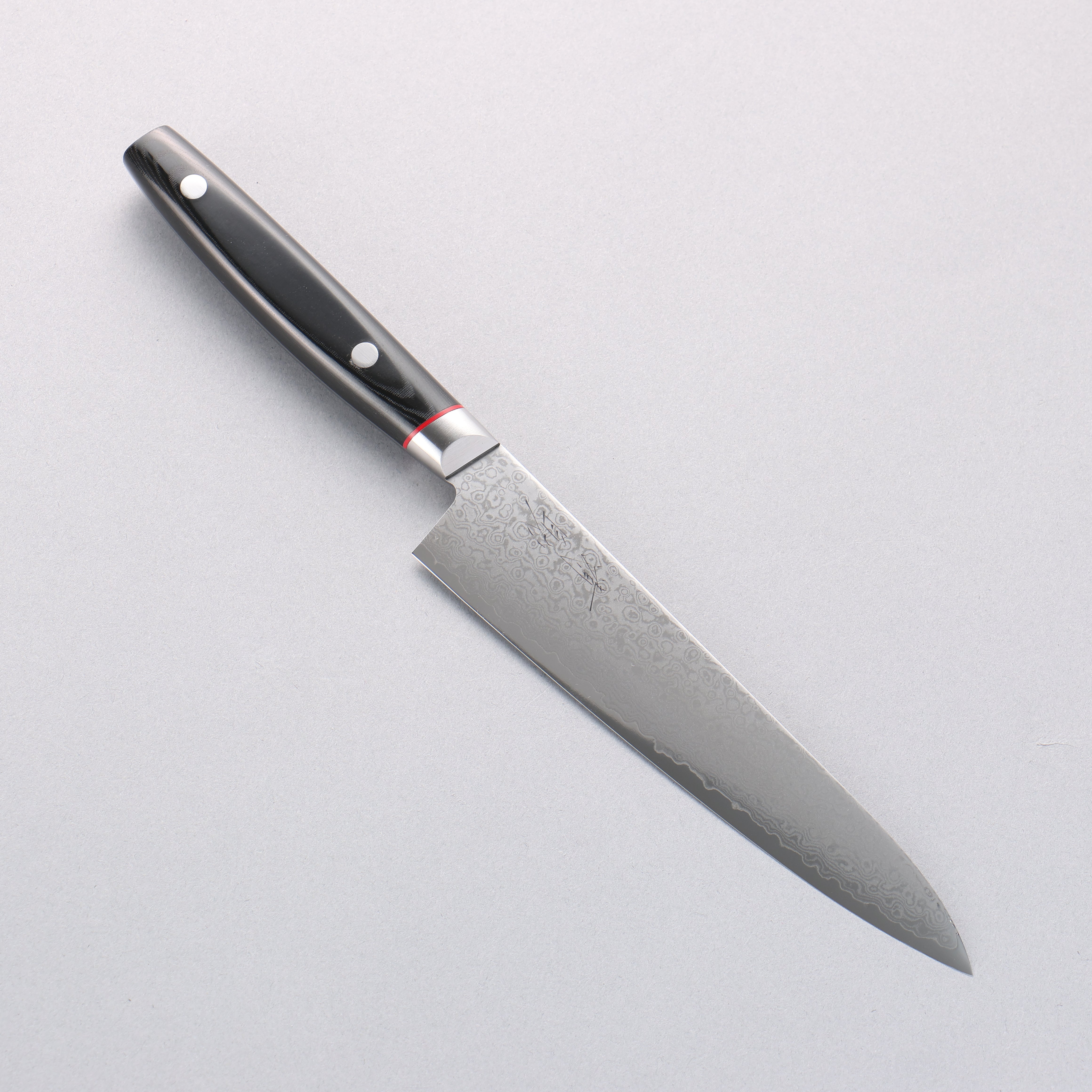 清助 彩雲 VG10 大馬士革紋 多用途小刀 150mm 黑米卡塔(樹脂複合材料) 握把 - 清助刃物