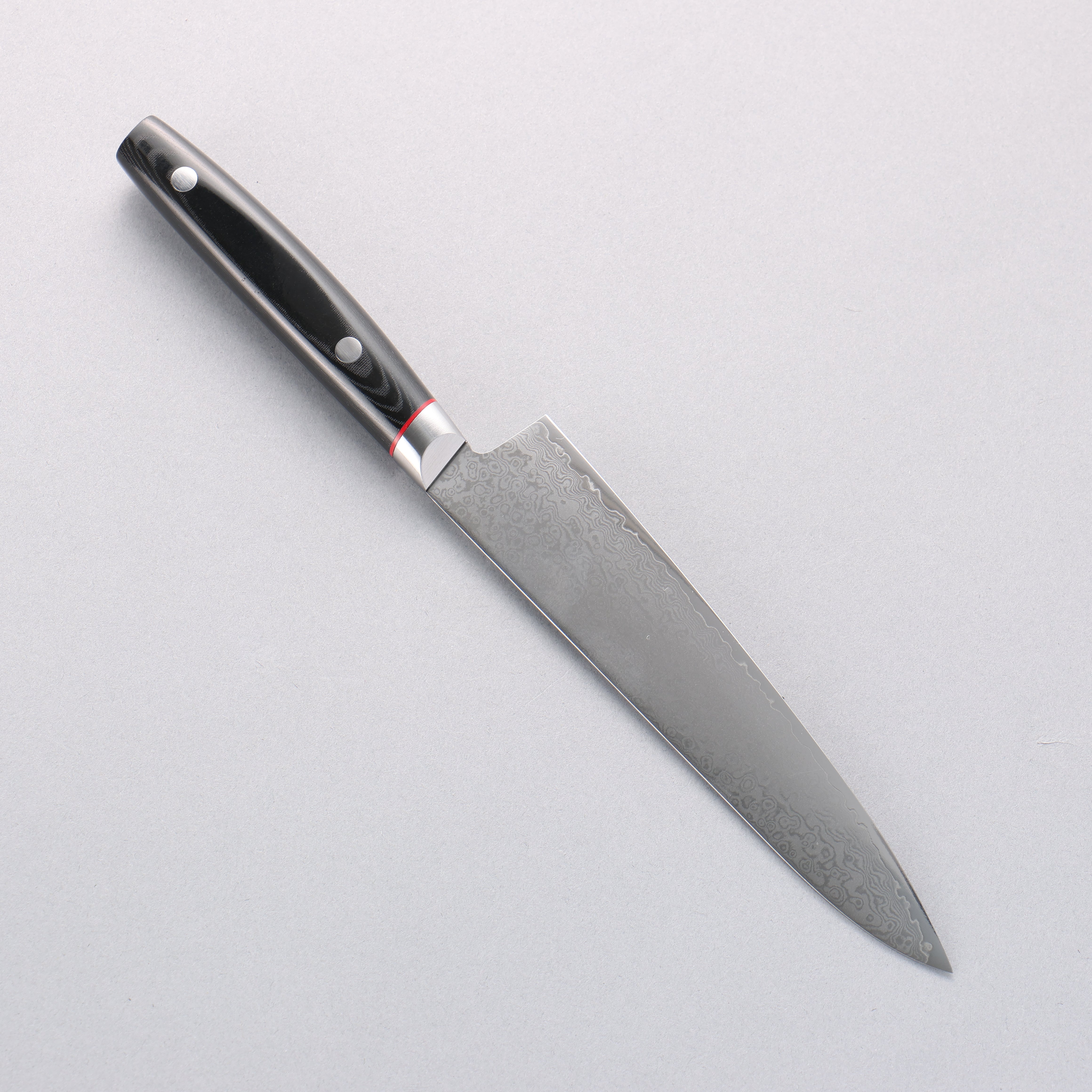 清助 彩雲 VG10 大馬士革紋 多用途小刀 150mm 黑米卡塔(樹脂複合材料) 握把 - 清助刃物