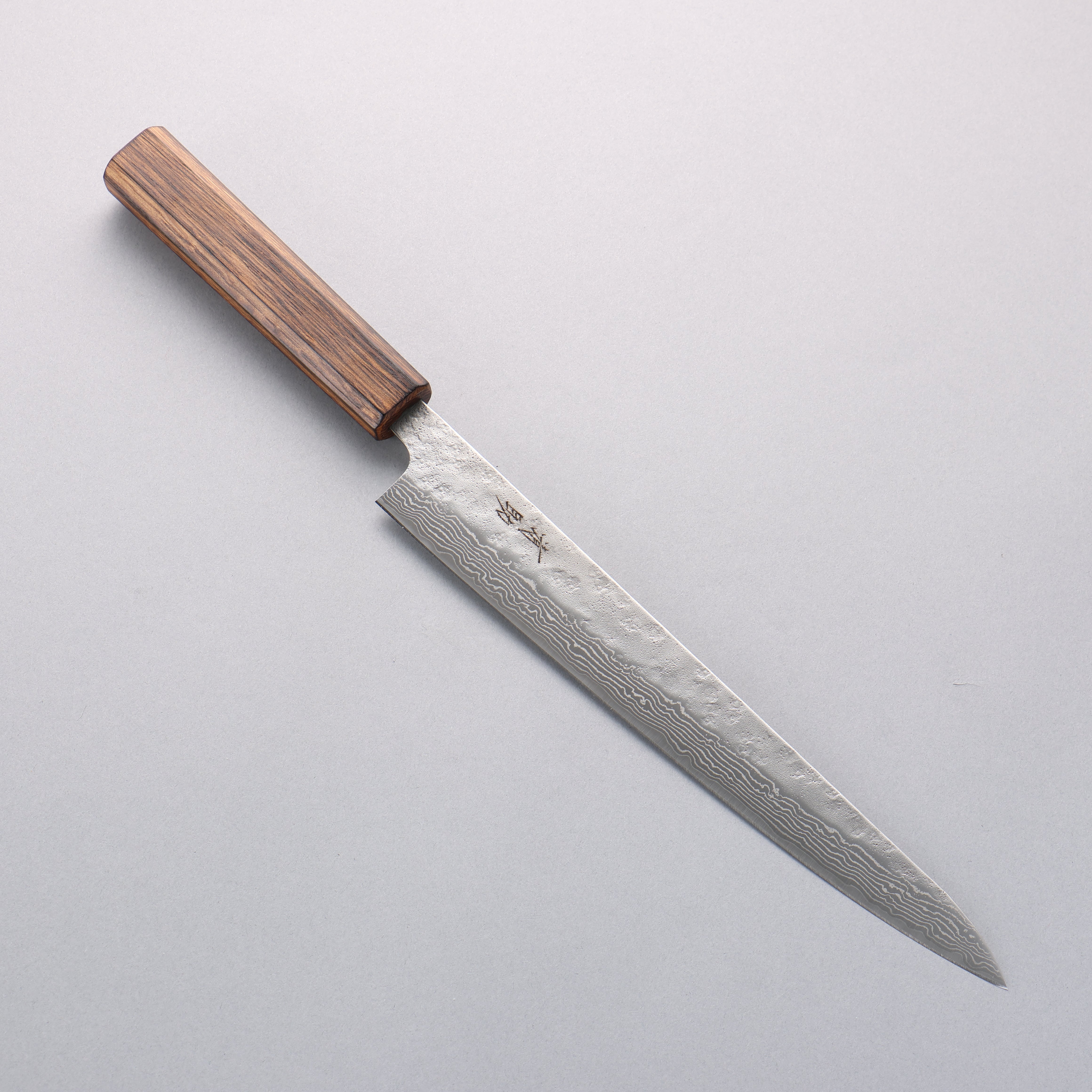 清助 不鏽鋼 440C 鎚目 大馬士革紋 筋引 240mm 橡木 握把 - 清助刃物
