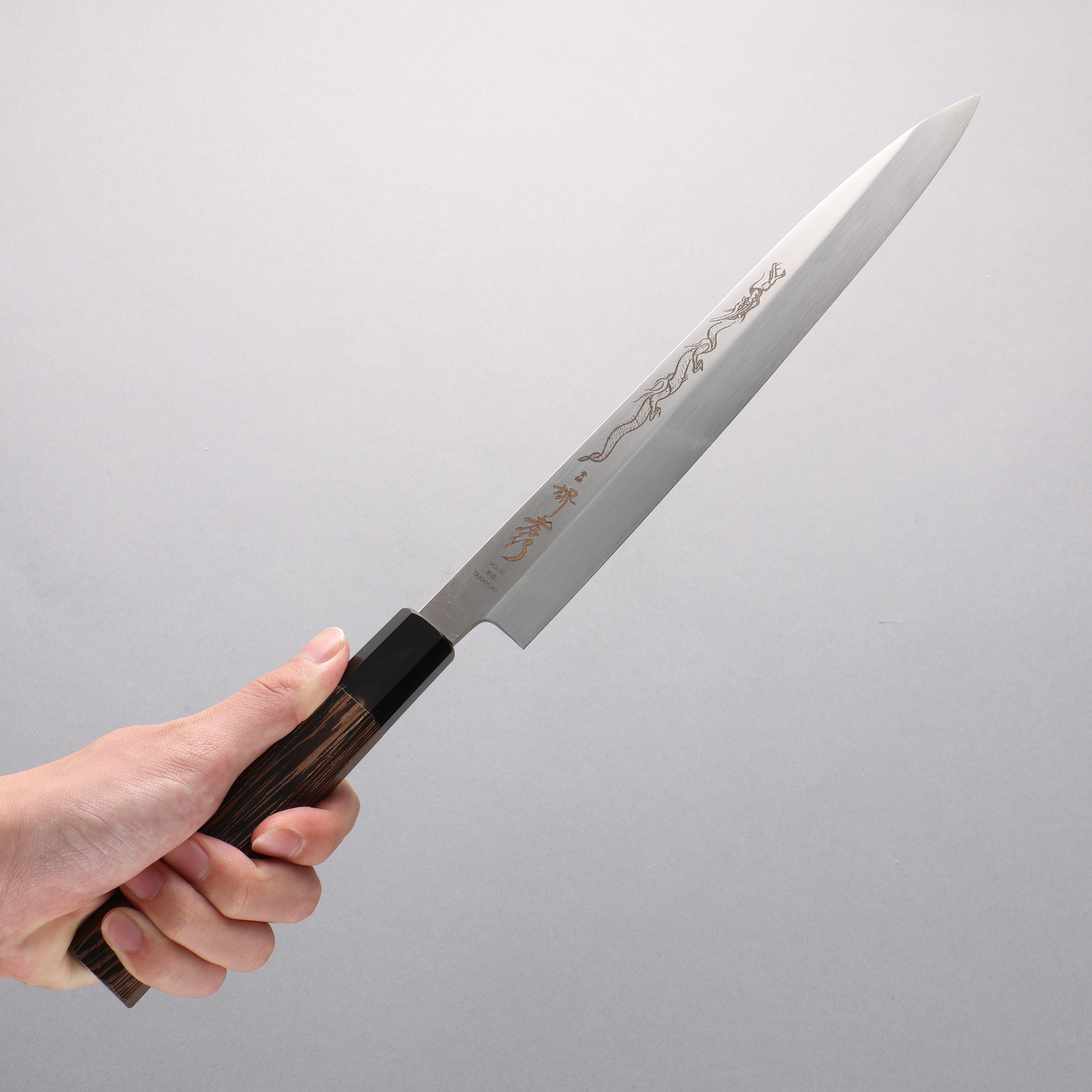 堺 孝行 本燒 VG10 刻有龍的圖樣 柳刃 270mm 雞翅木 握把 附刀鞘 - 清助刃物