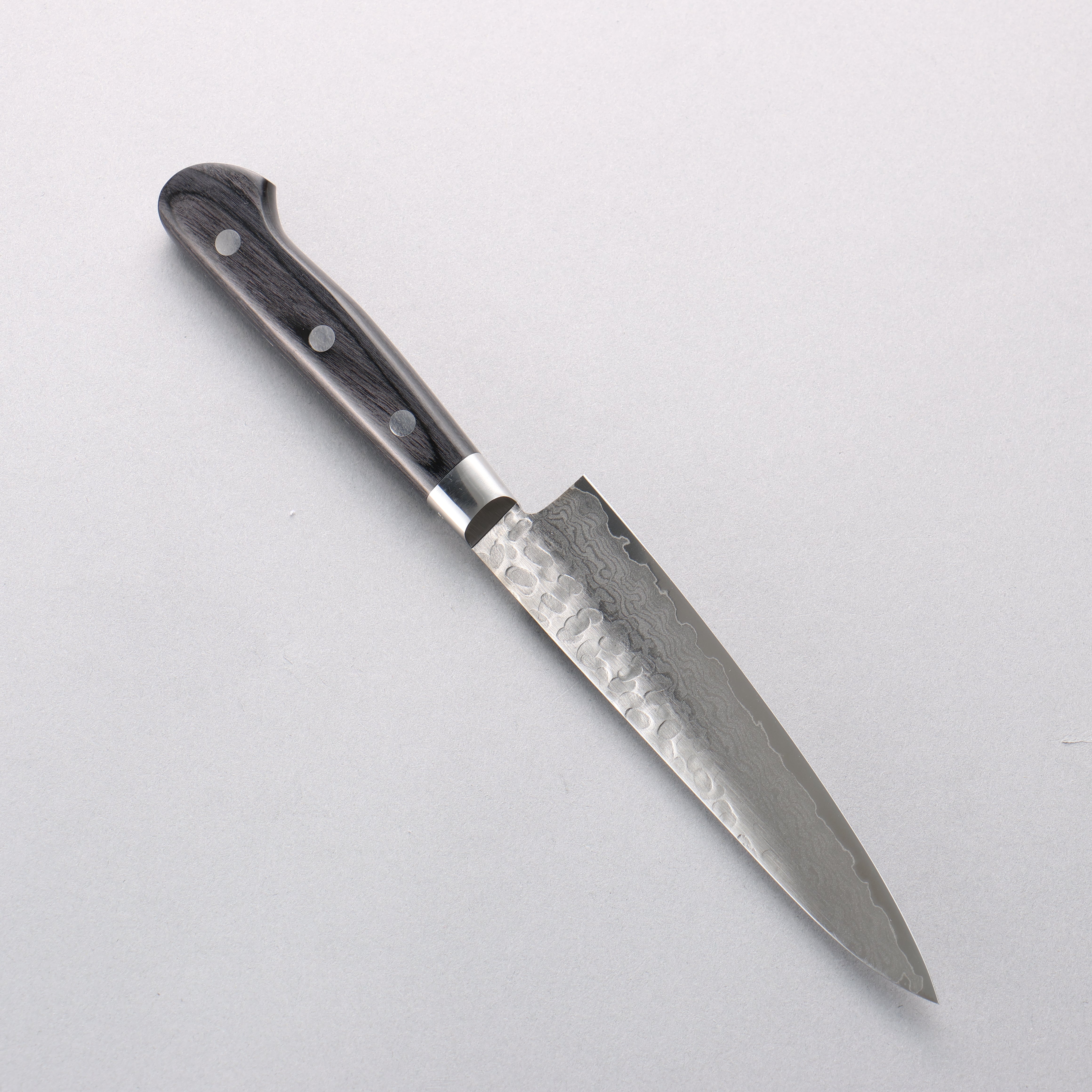 堺 孝行 VG10 鎚目 大馬士革紋 17層 多用途小刀 135mm 黑合成木 握把 - 清助刃物