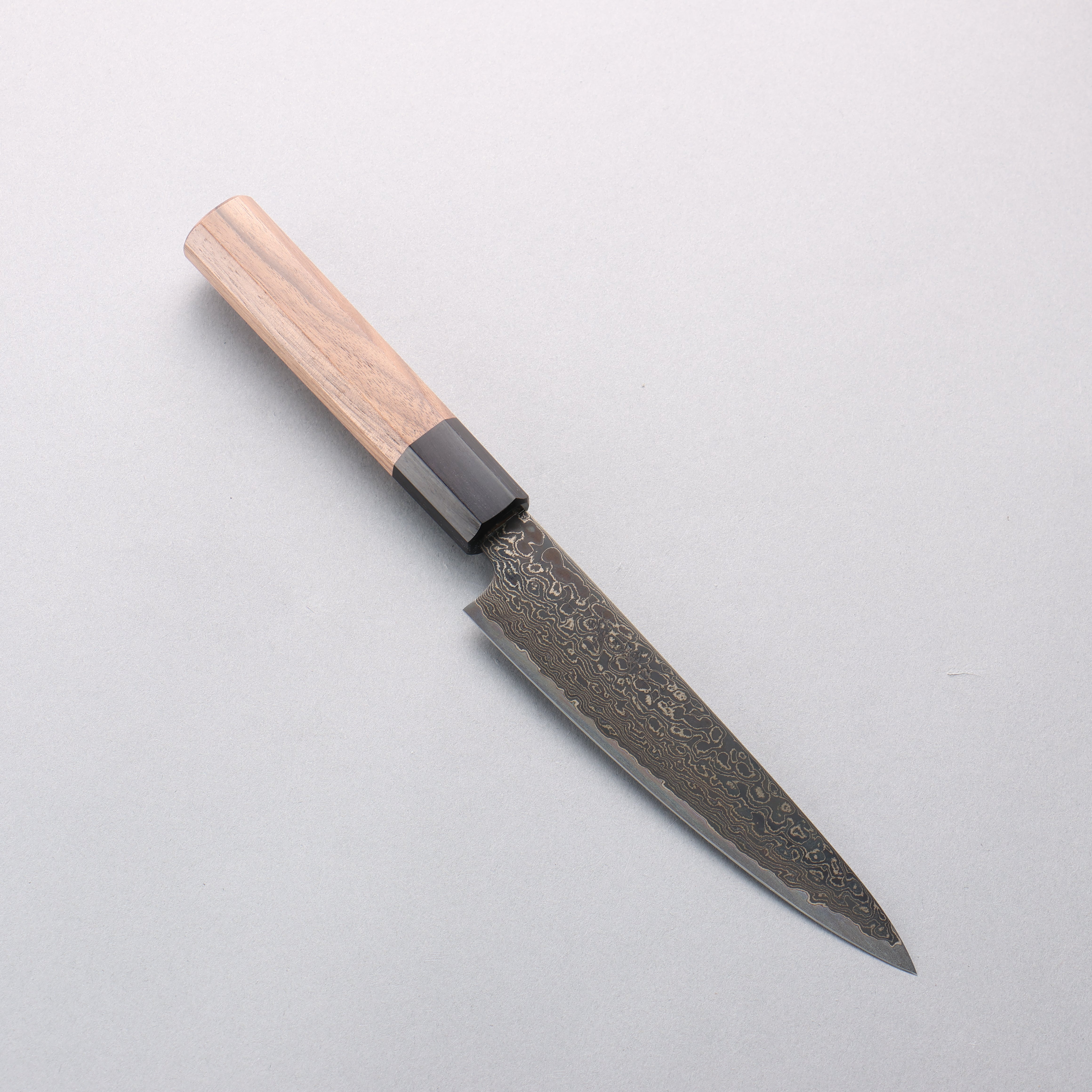 景清 ZA-18 大馬士革紋 黑染 多用途小刀 150mm 核桃木 握把 - 清助刃物
