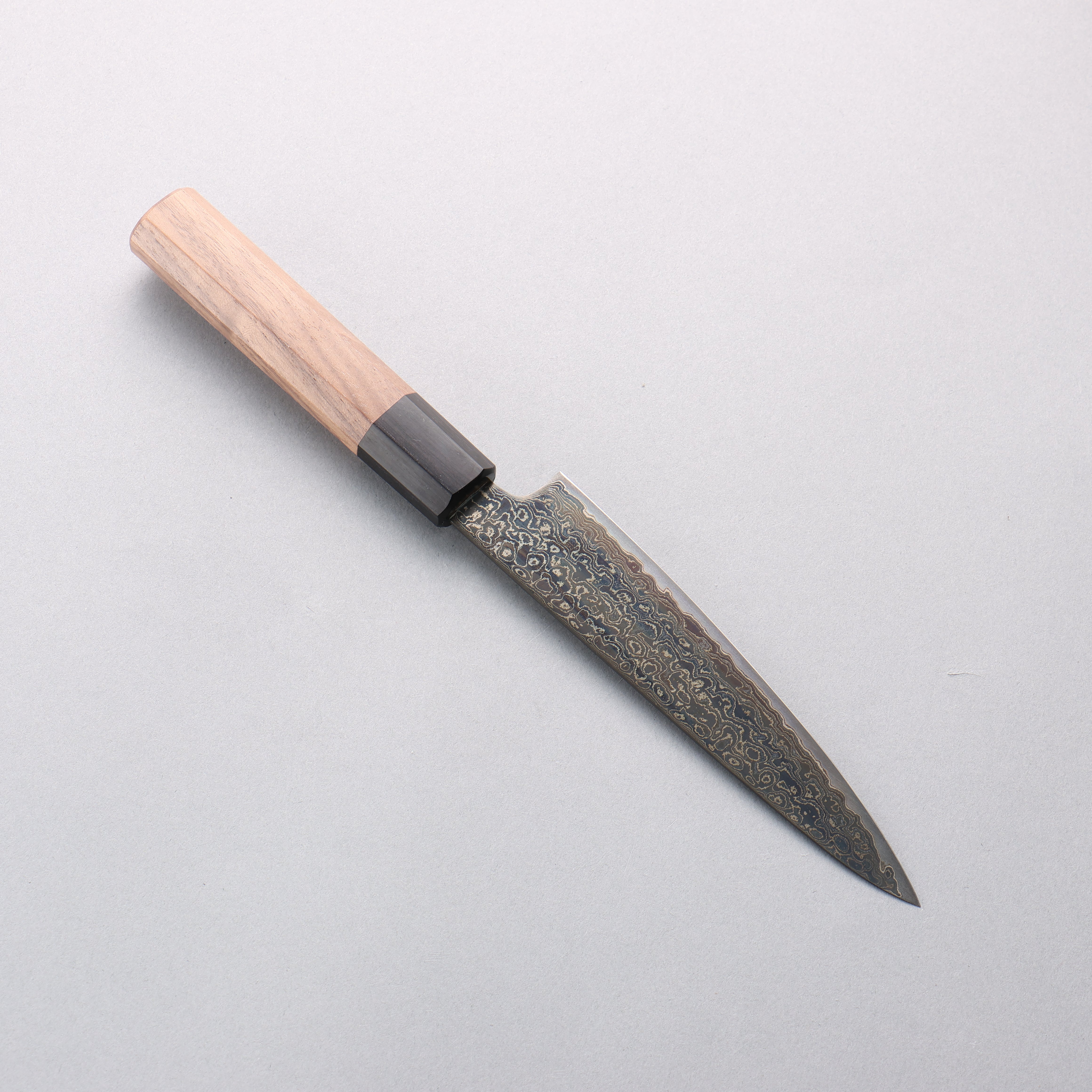 景清 ZA-18 大馬士革紋 黑染 多用途小刀 150mm 核桃木 握把 - 清助刃物