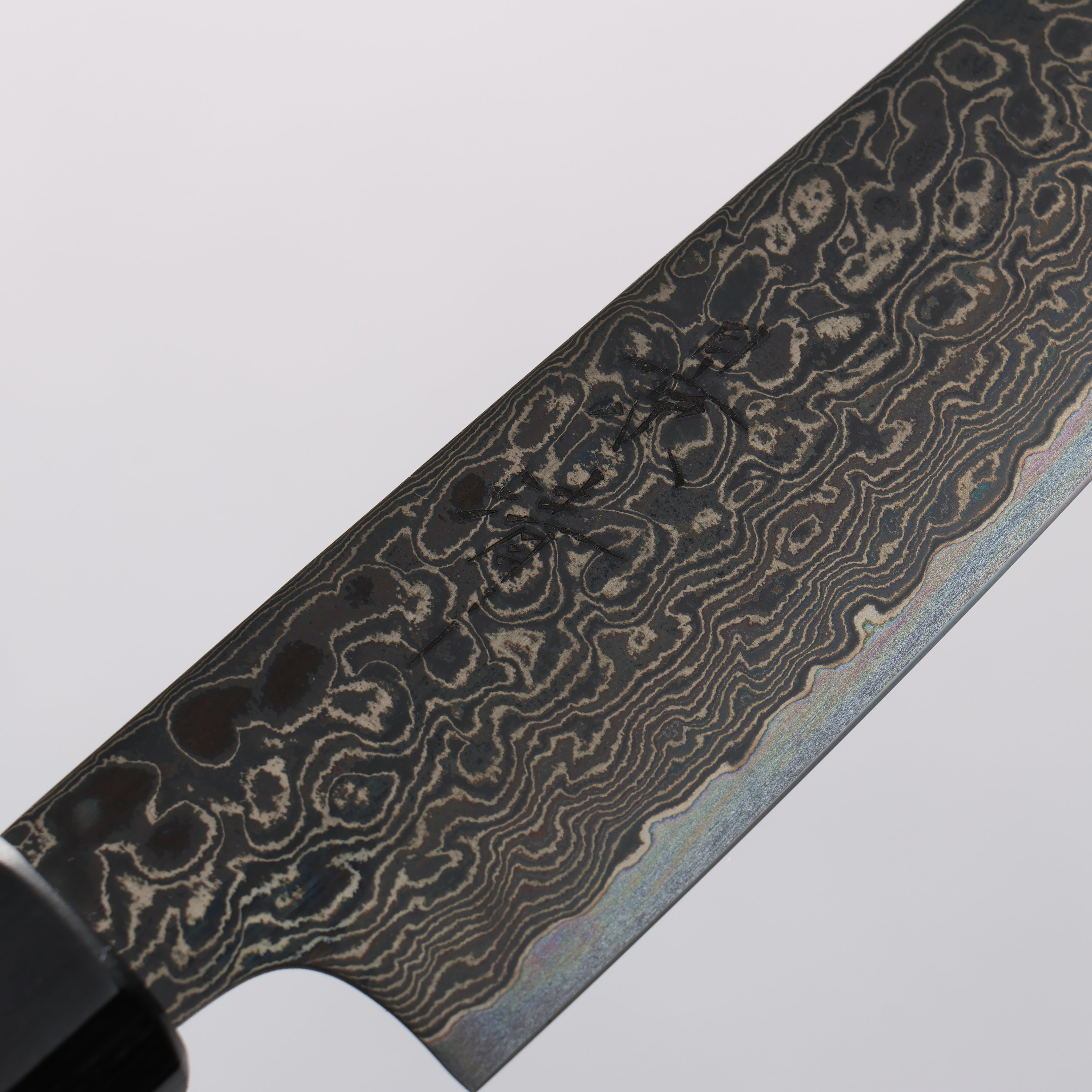 景清 ZA-18 大馬士革紋 黑染 多用途小刀 150mm 核桃木 握把 - 清助刃物