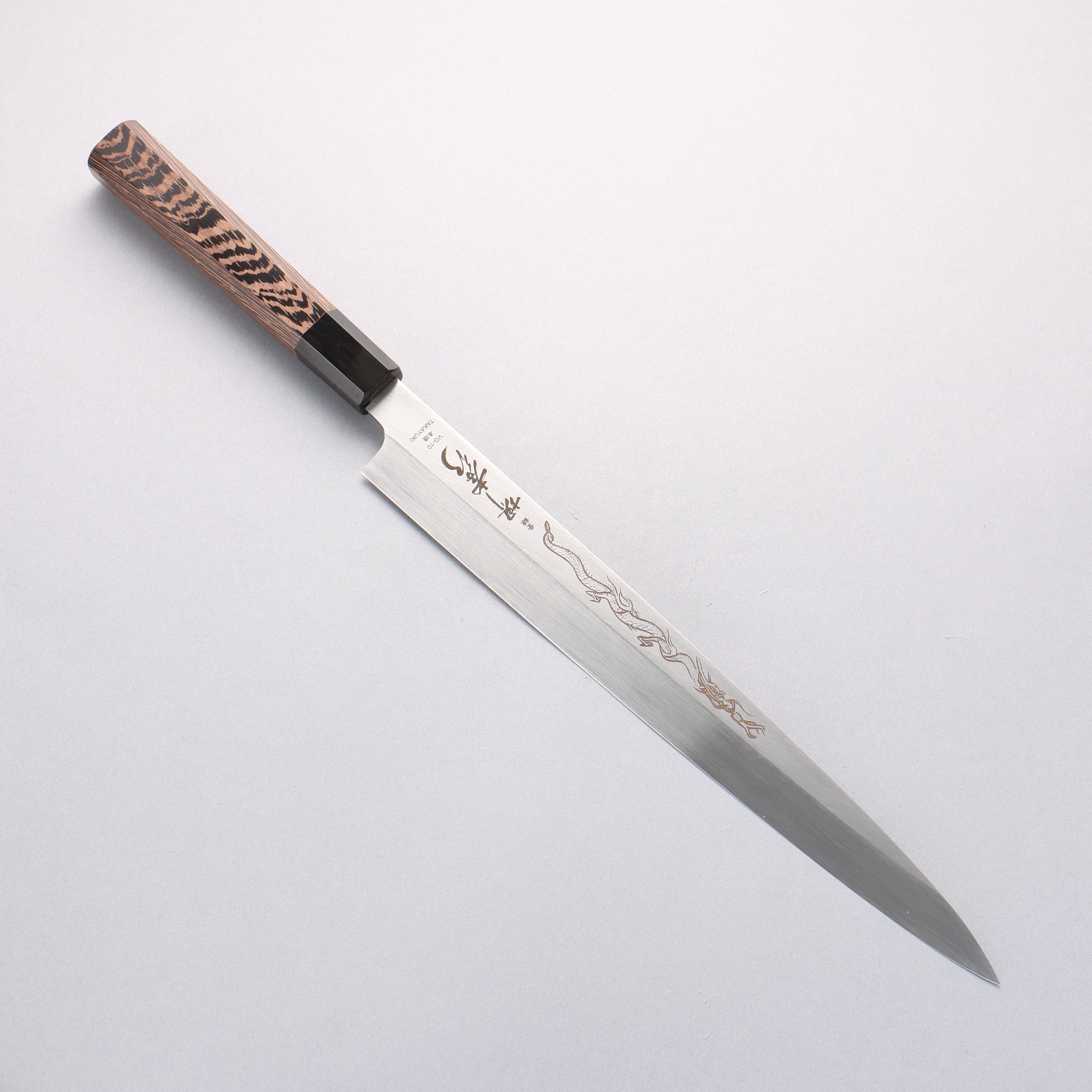 堺 孝行 本燒 VG10 刻有龍的圖樣 柳刃 300mm 雞翅木 握把 附刀鞘 - 清助刃物