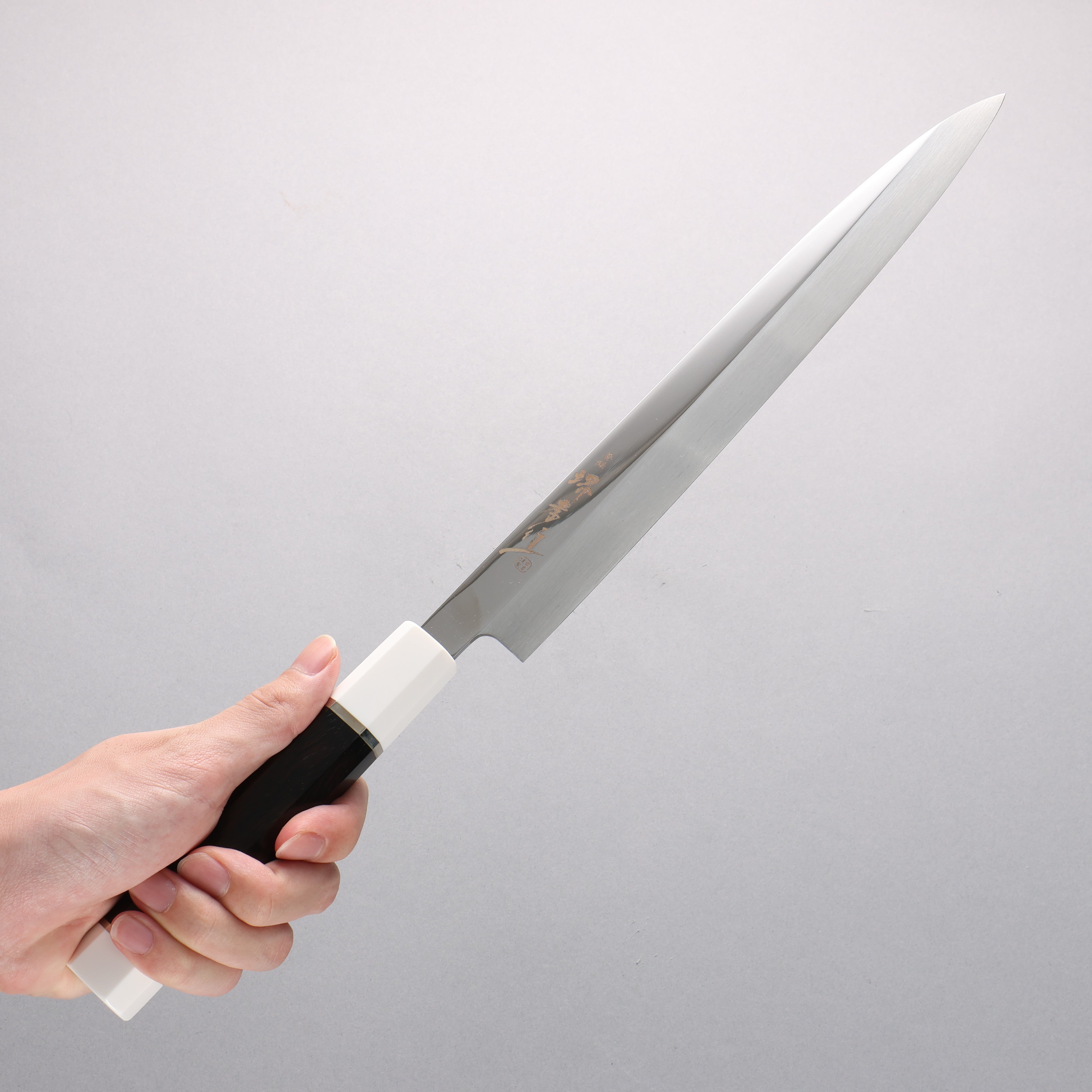 堺 孝行 銀龍 本燒 瑞典鋼 鏡面處理 柳刃 270mm 黑檀握把 附刀鞘 - 清助刃物
