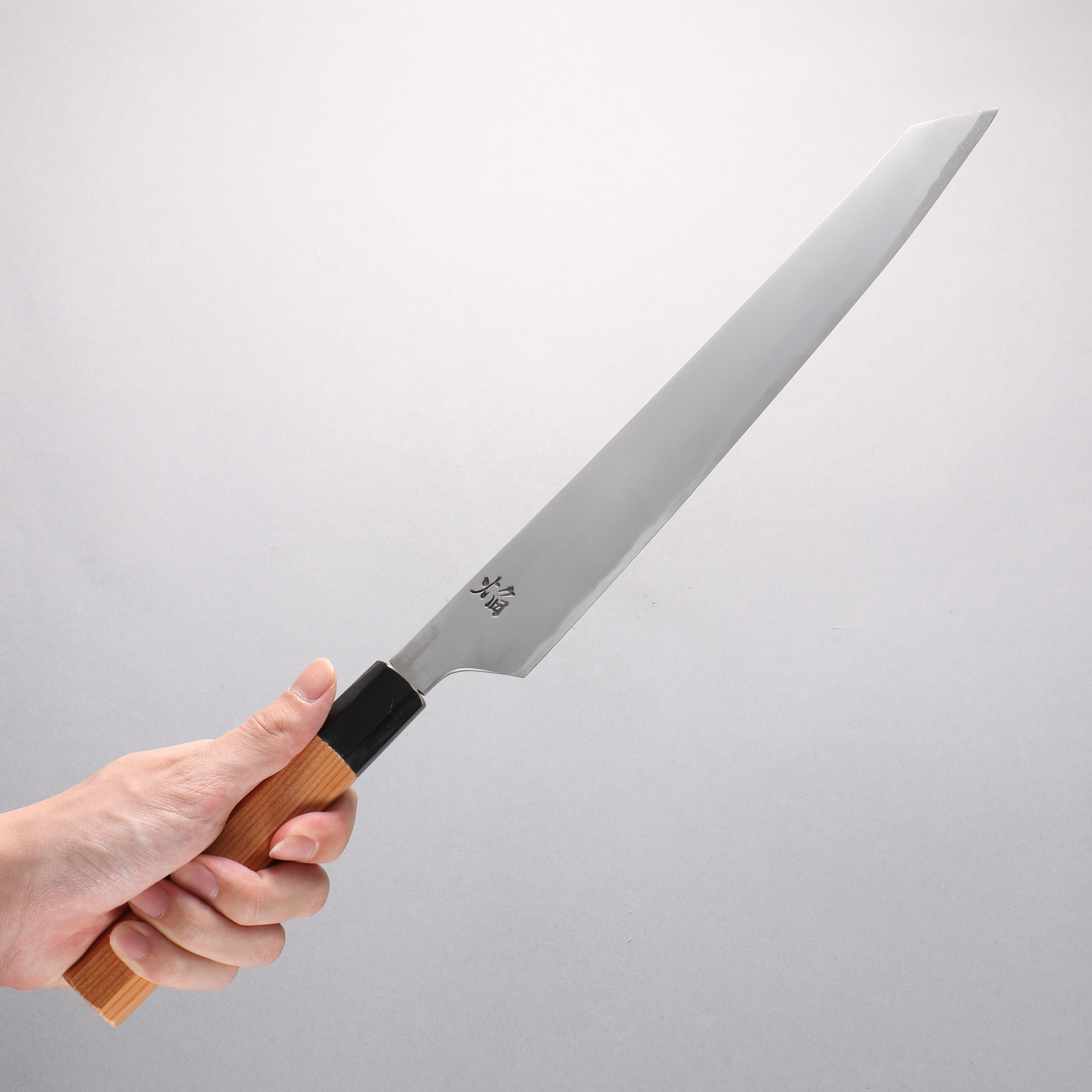 堺 孝行 焰 飛燕 青鋼二號 劍型柳刃 300mm 紫杉木握把 - 清助刃物