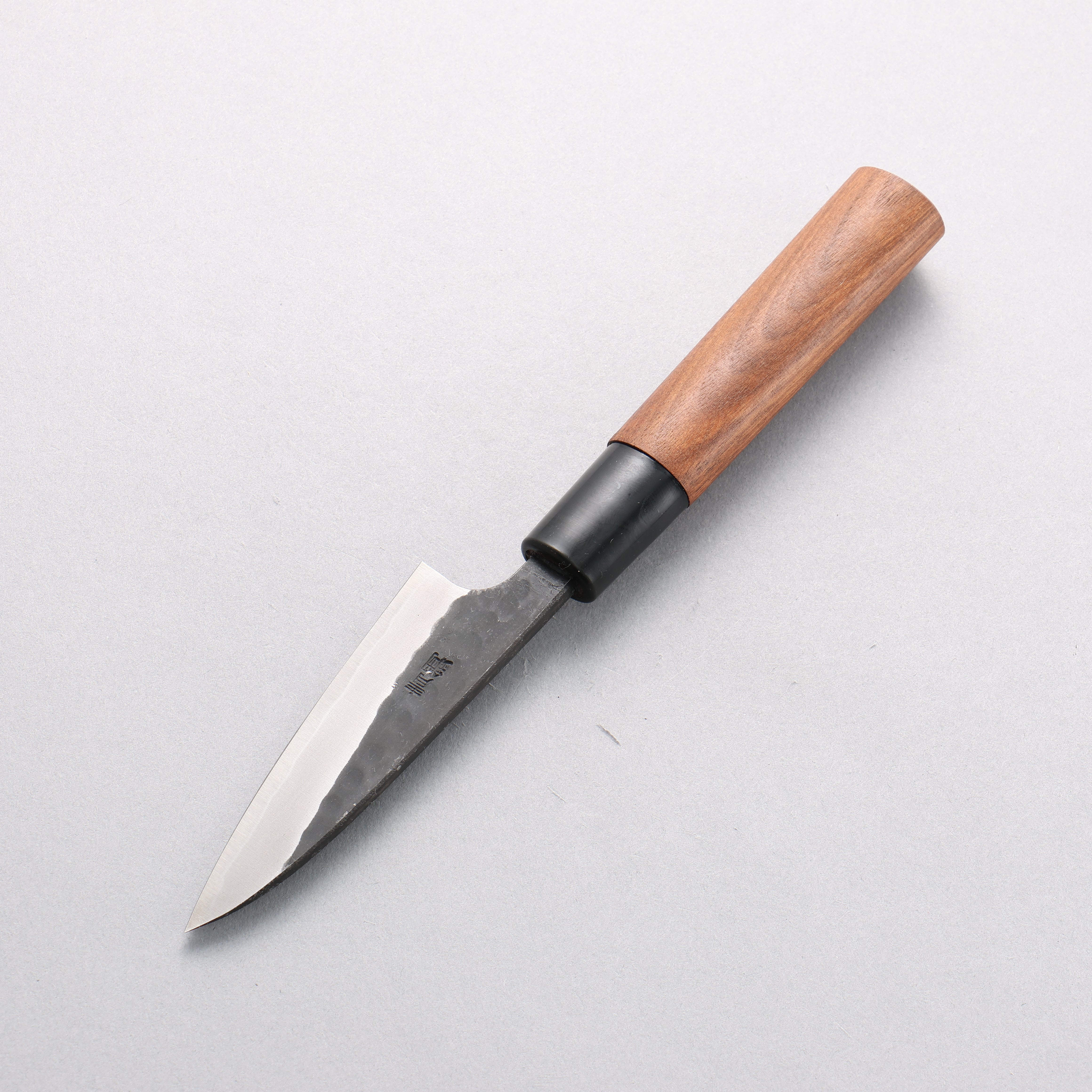 山本 直 安來青鋼 黑打 鎚目 削皮刀 90mm 核桃木 握把 - 清助刃物