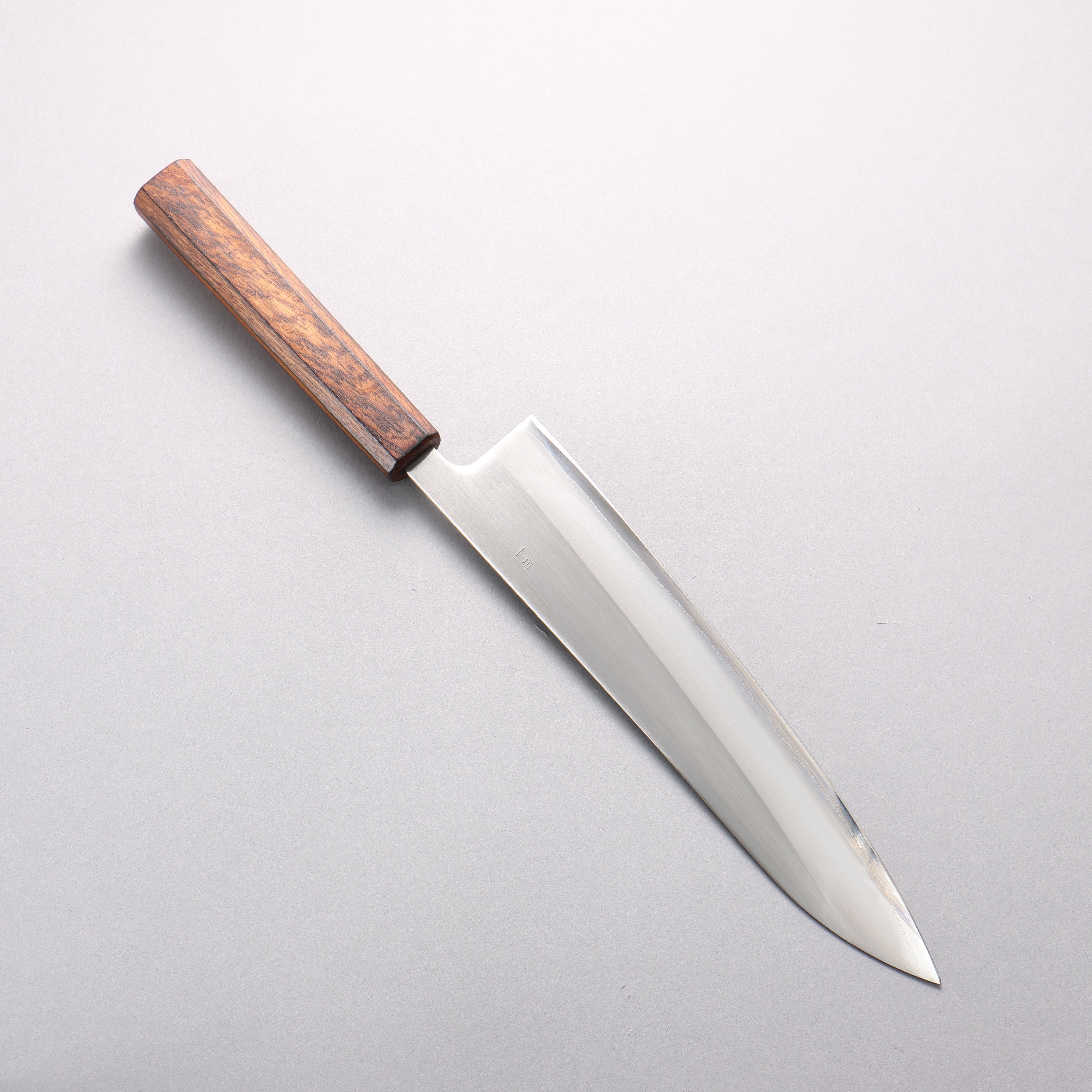 翁流 白鋼一號 牛刀 240mm 橡木 (煤炭煙黑) 握把 - 清助刃物
