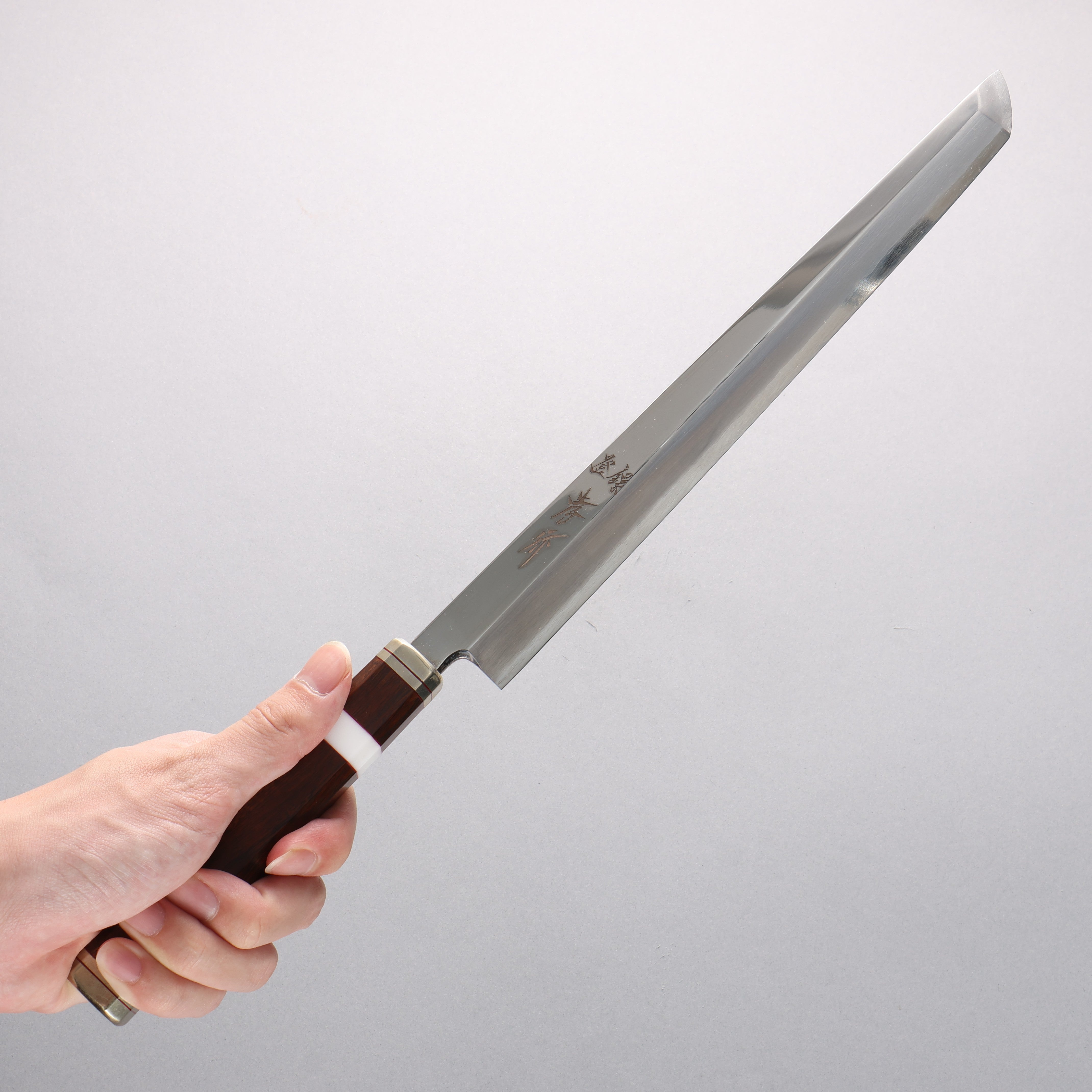 堺 孝行 紫電 銀三鋼 蛸引 270mm 沙漠鐵木(杉原型) 握把 - 清助刃物