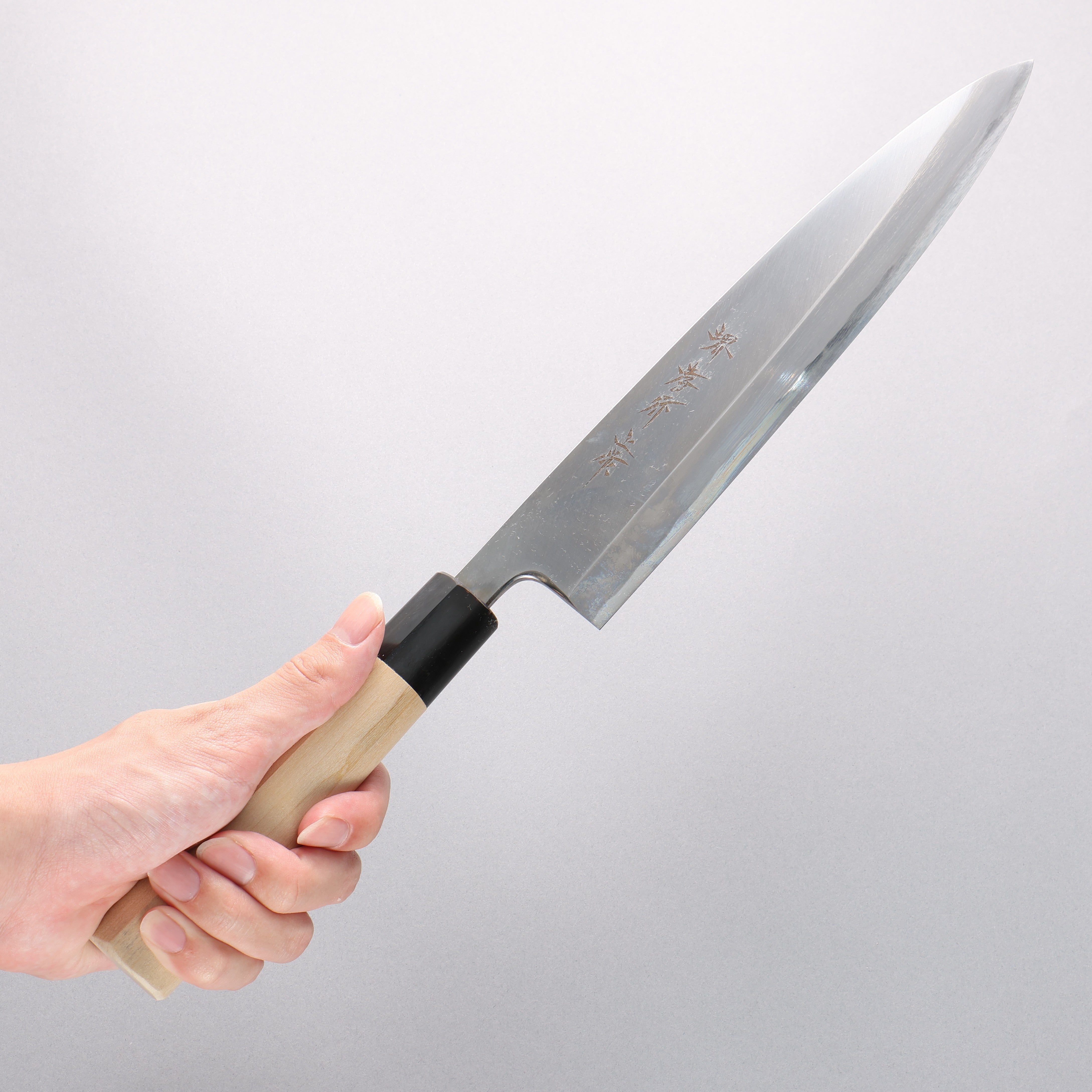 堺 孝行 白鋼三號 霞研 身卸出刃 240mm 木蘭 握把 - 清助刃物