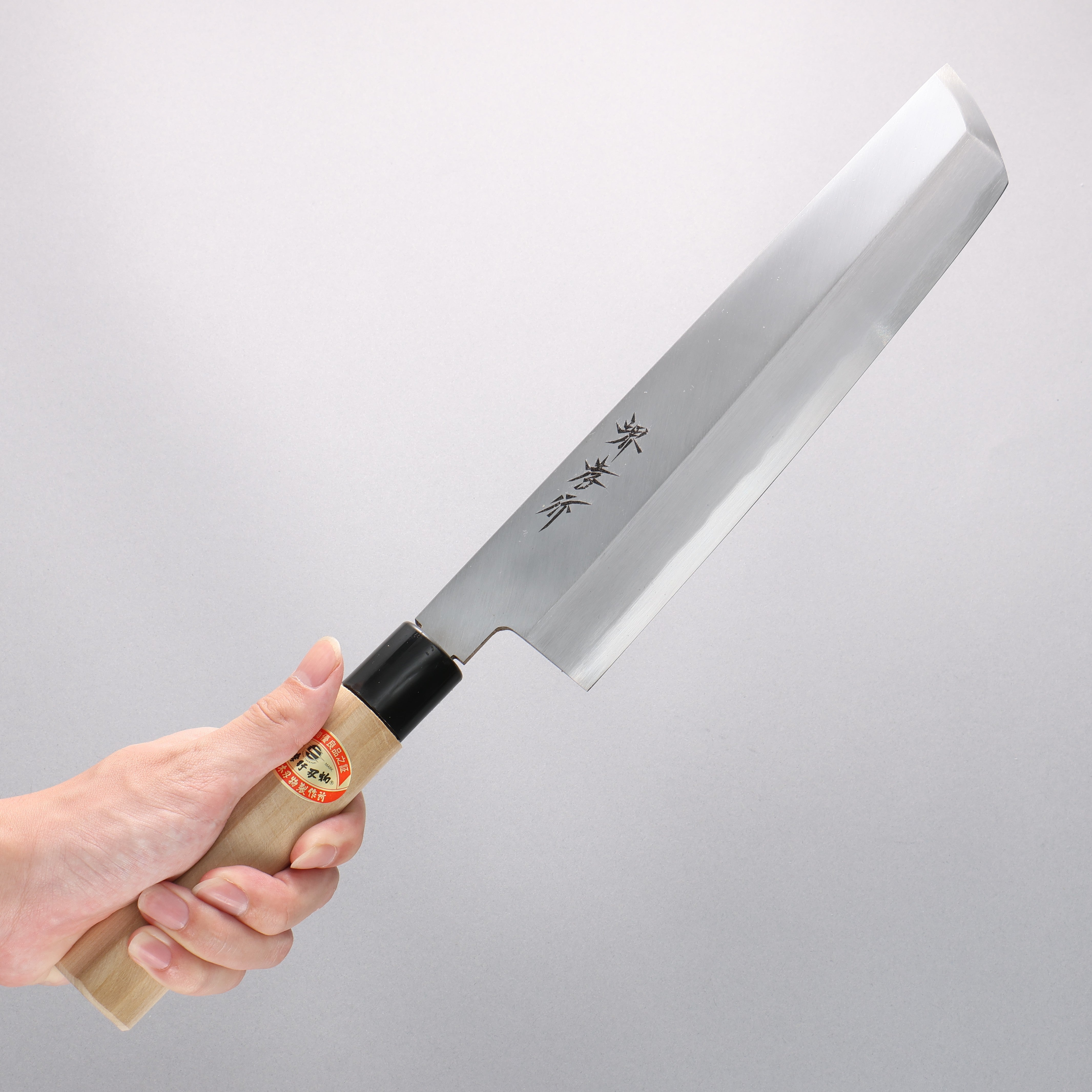 堺 孝行 霞研 白鋼 鱧(海鰻)切骨刀 270mm 木蘭握把 - 清助刃物
