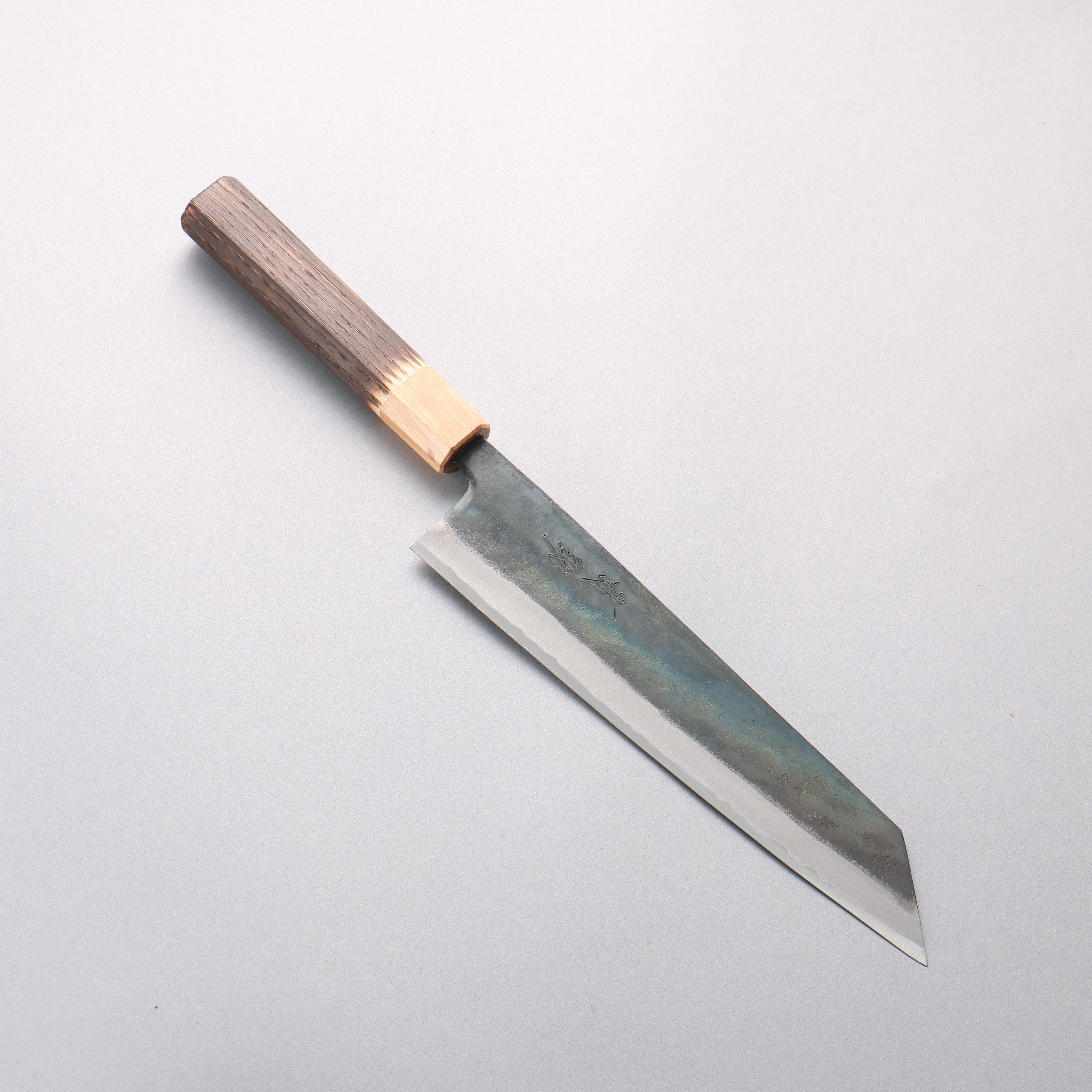 清助 青鋼一號 黑打 切付牛刀 210mm 燒栗木(口輪:櫻花木) 握把 - 清助刃物
