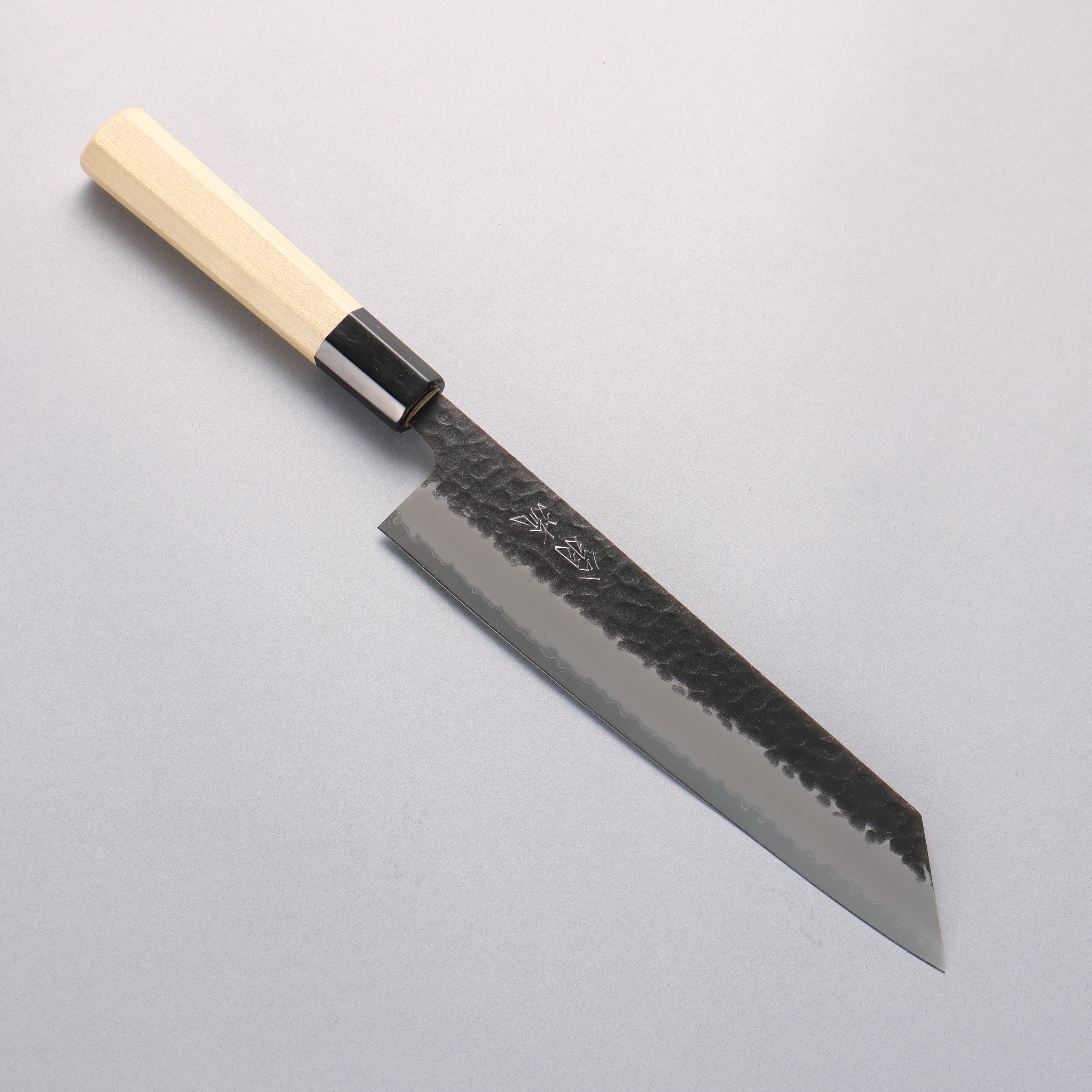 翁流 超級青鋼 鎚目 黑打 切付牛刀 210mm 木蘭 握把 - 清助刃物