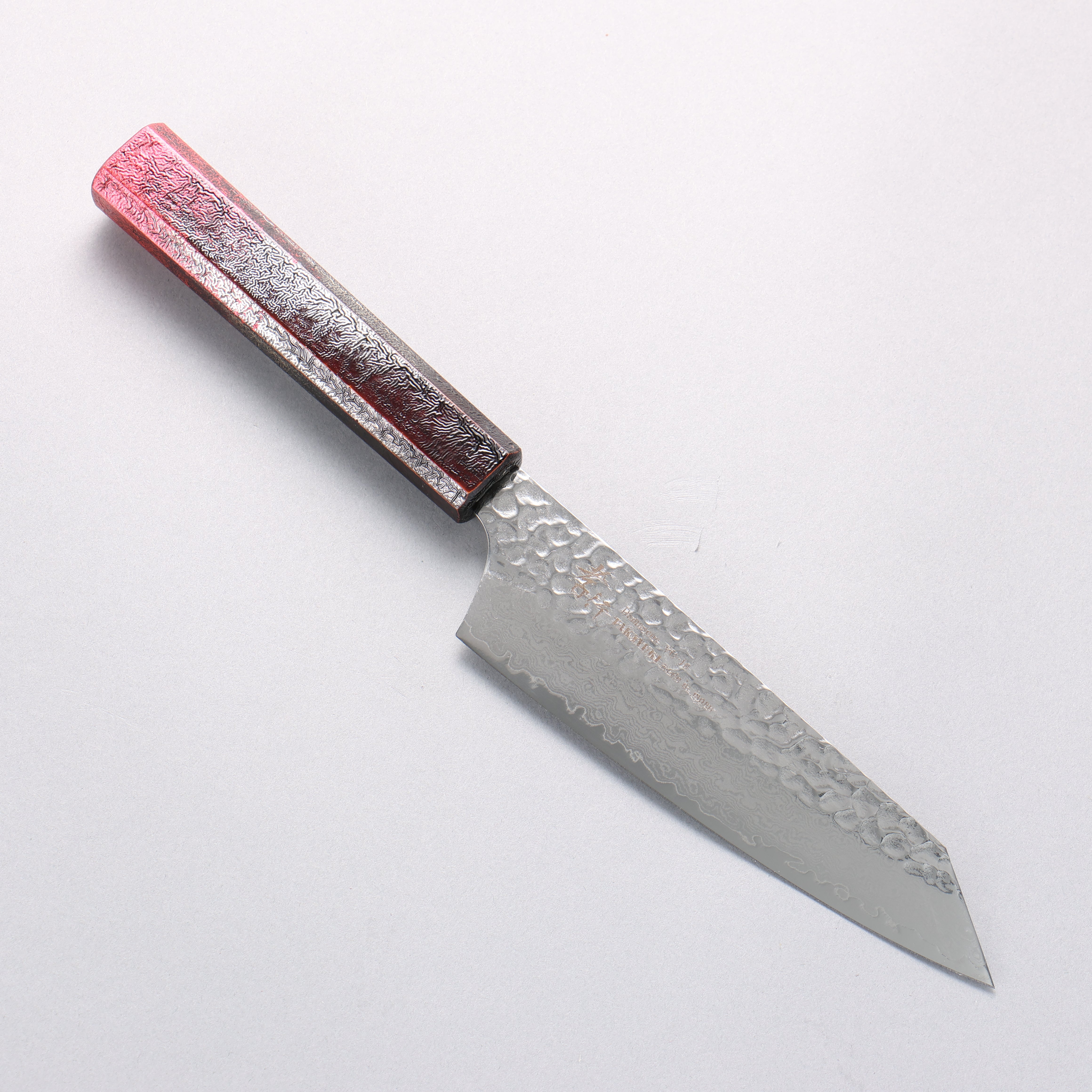 堺 孝行 琳凰 VG10 33層 大馬士革紋 劍型三德刀 日本刀 160mm 紅漆塗 握把 - 清助刃物
