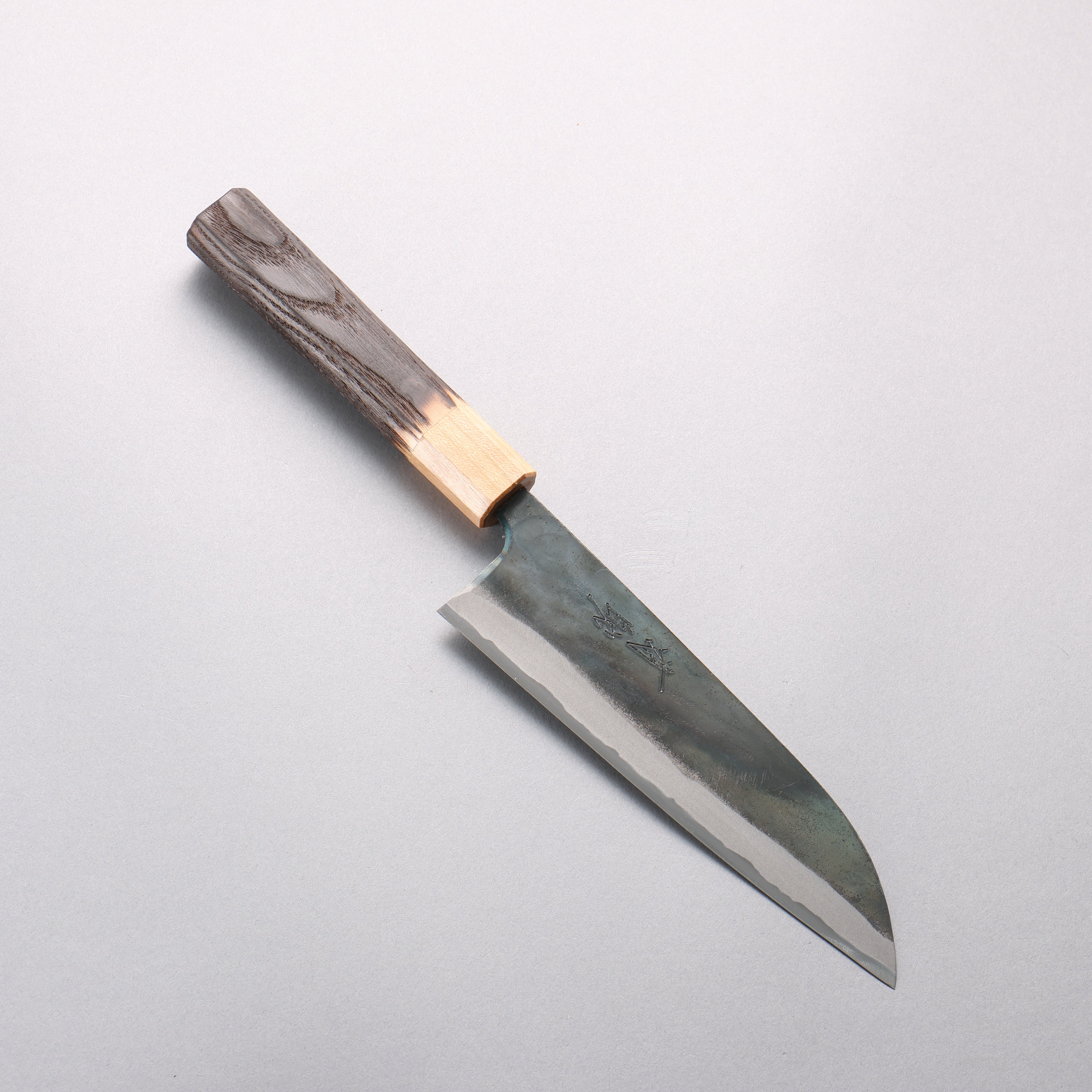 清助 青鋼一號 黑打 三德刀 165mm 燒栗木(口輪:櫻花木) 握把 - 清助刃物